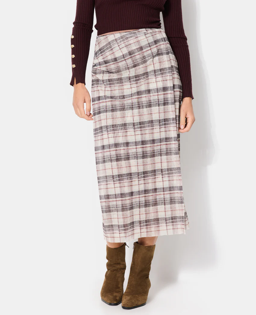 Pimkie Jupe longue en résille effet porte-feuille motif carreaux
