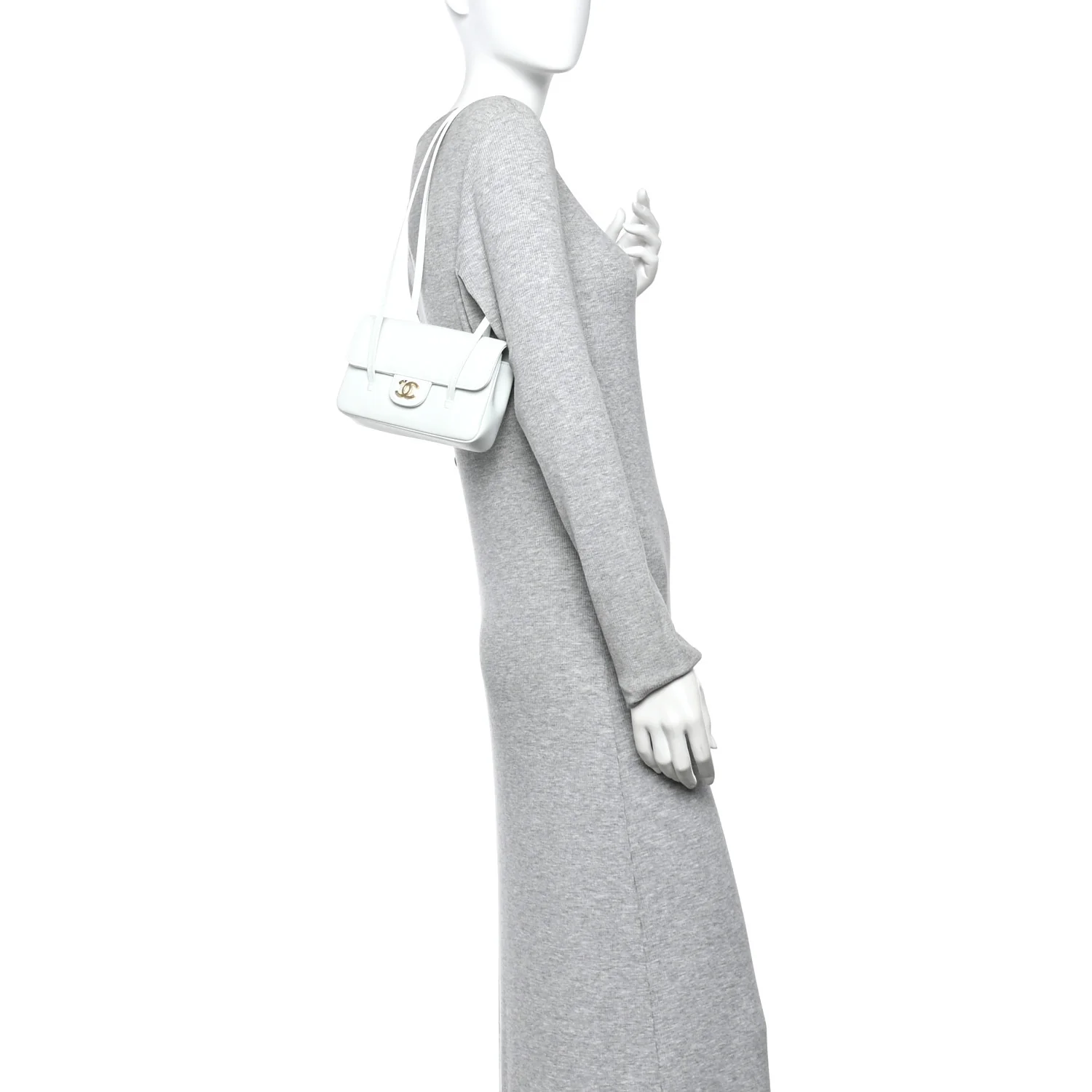 Shiny Caviar Mini Preppy Coco Shoulder Bag Light Blue