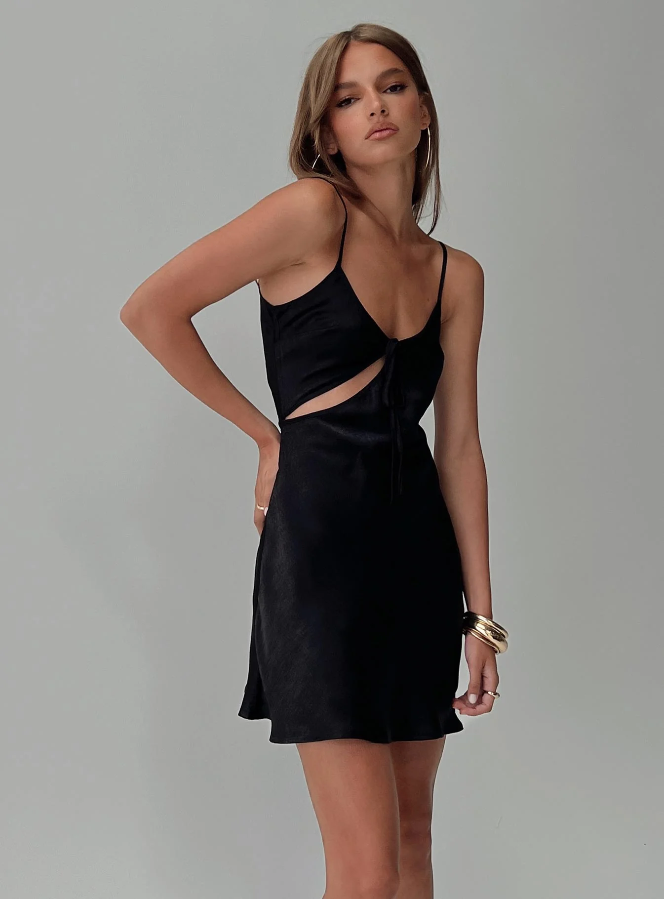 Linger Bias Cut Dress Black