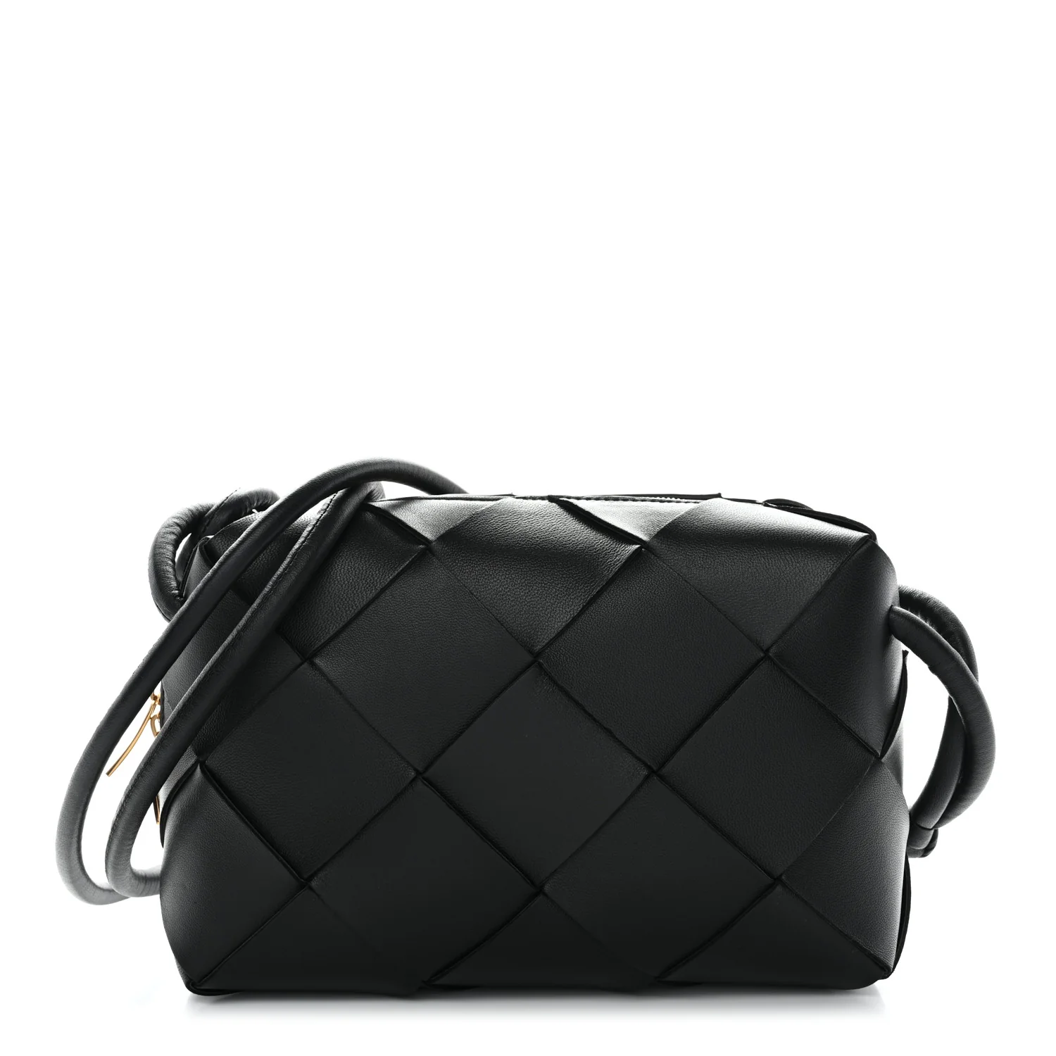 Lambskin Maxi Intrecciato Small Cassette Camera Bag Black - Top Club