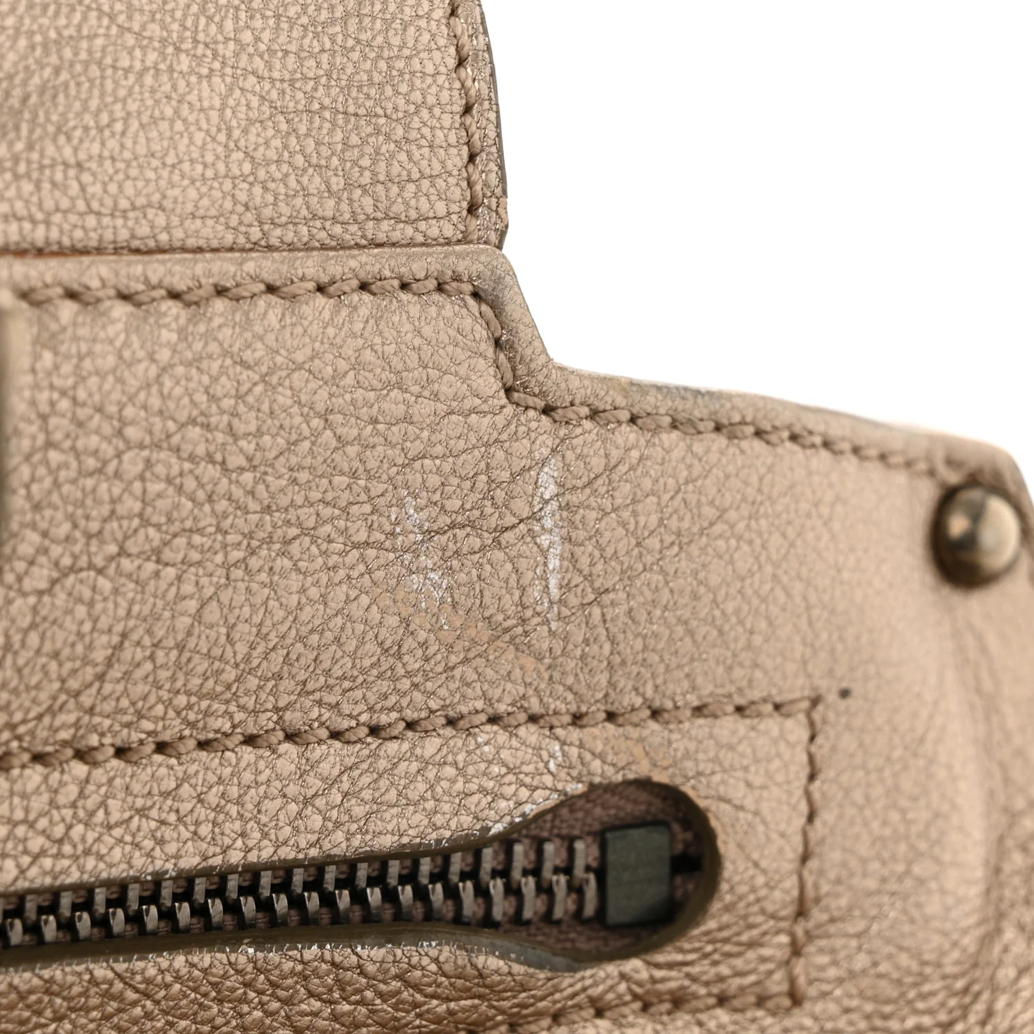 Metallic Grained Calfskin Medium Sofia Satchel Gold - Top Club