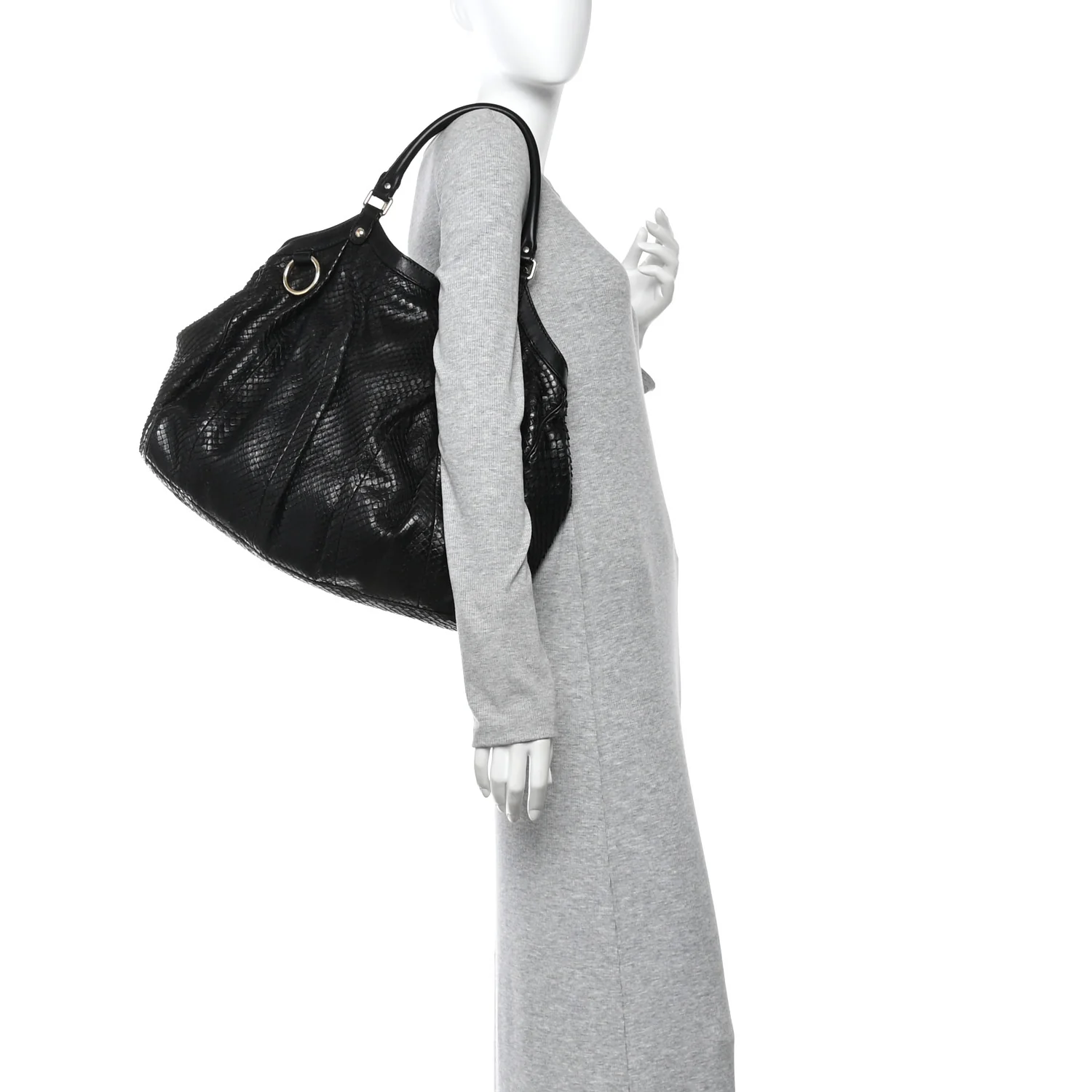 Snakeskin Large Sukey Tote Black