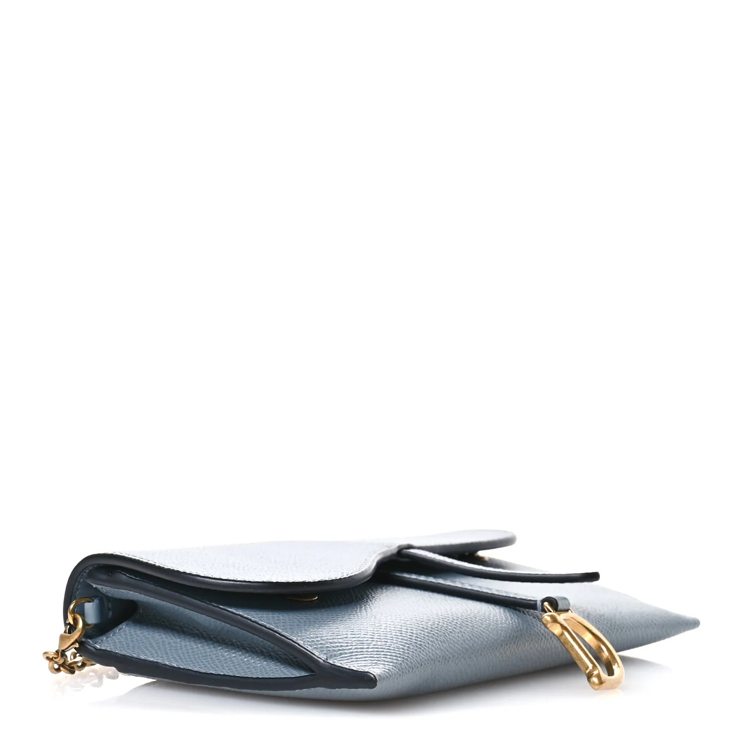 Grained Calfskin Saddle Chain Pouch Cloud Blue - Top Club