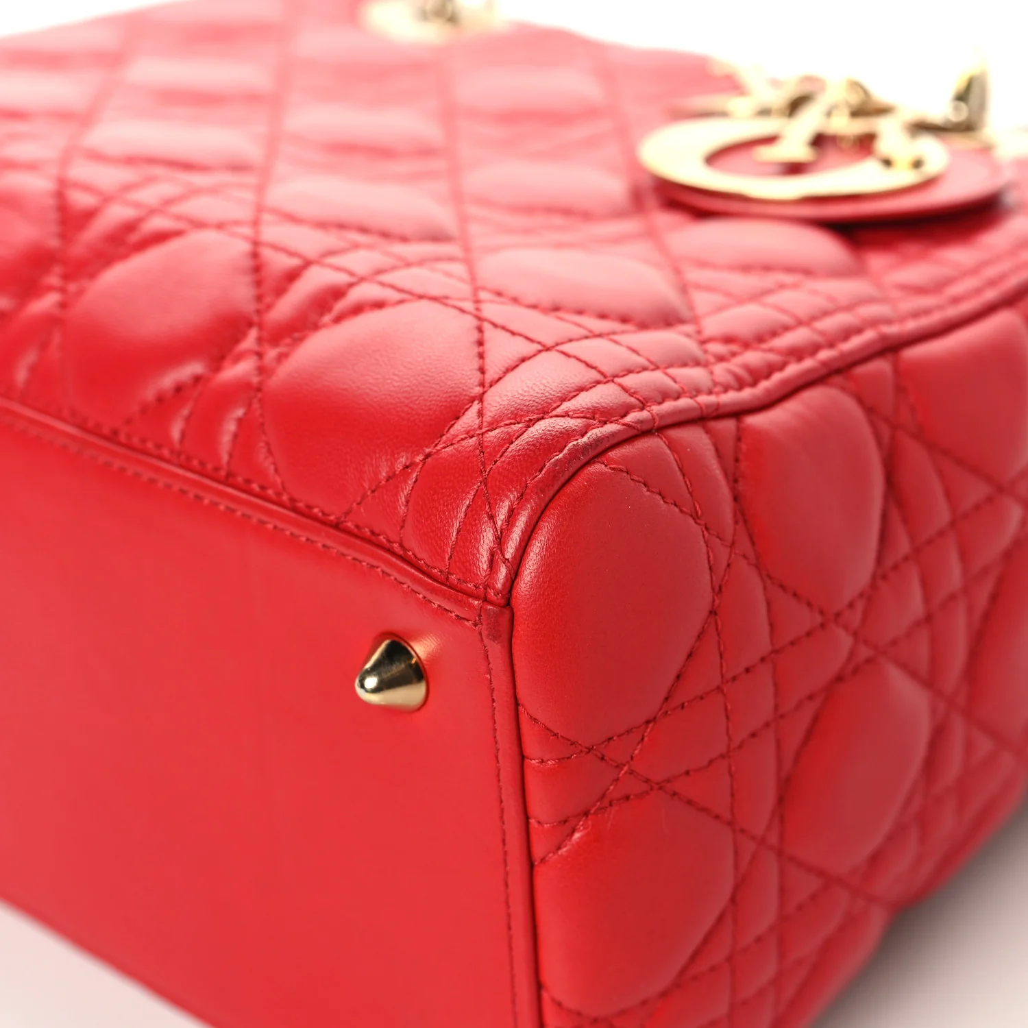 Lambskin Cannage Medium Lady Dior Red - Top Club
