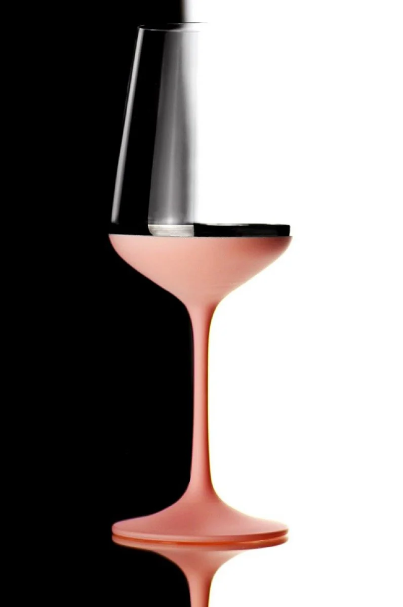 Luxury red wine glass set of 6 old pink / silver Ø 8.5 x H. 24 cm - Handmade and hand-painted wine glasses - Hotel & Restaurant Accessories - Luxury quality