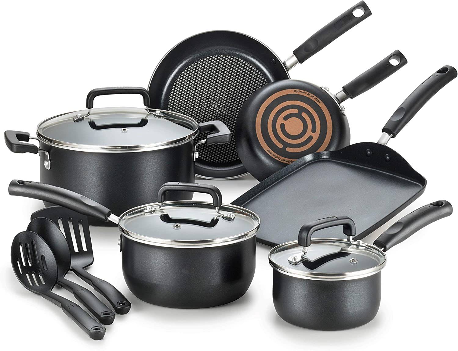 Signature Nonstick Cookware Set 12 Piece Pots and Pans Dishwasher Safe Black