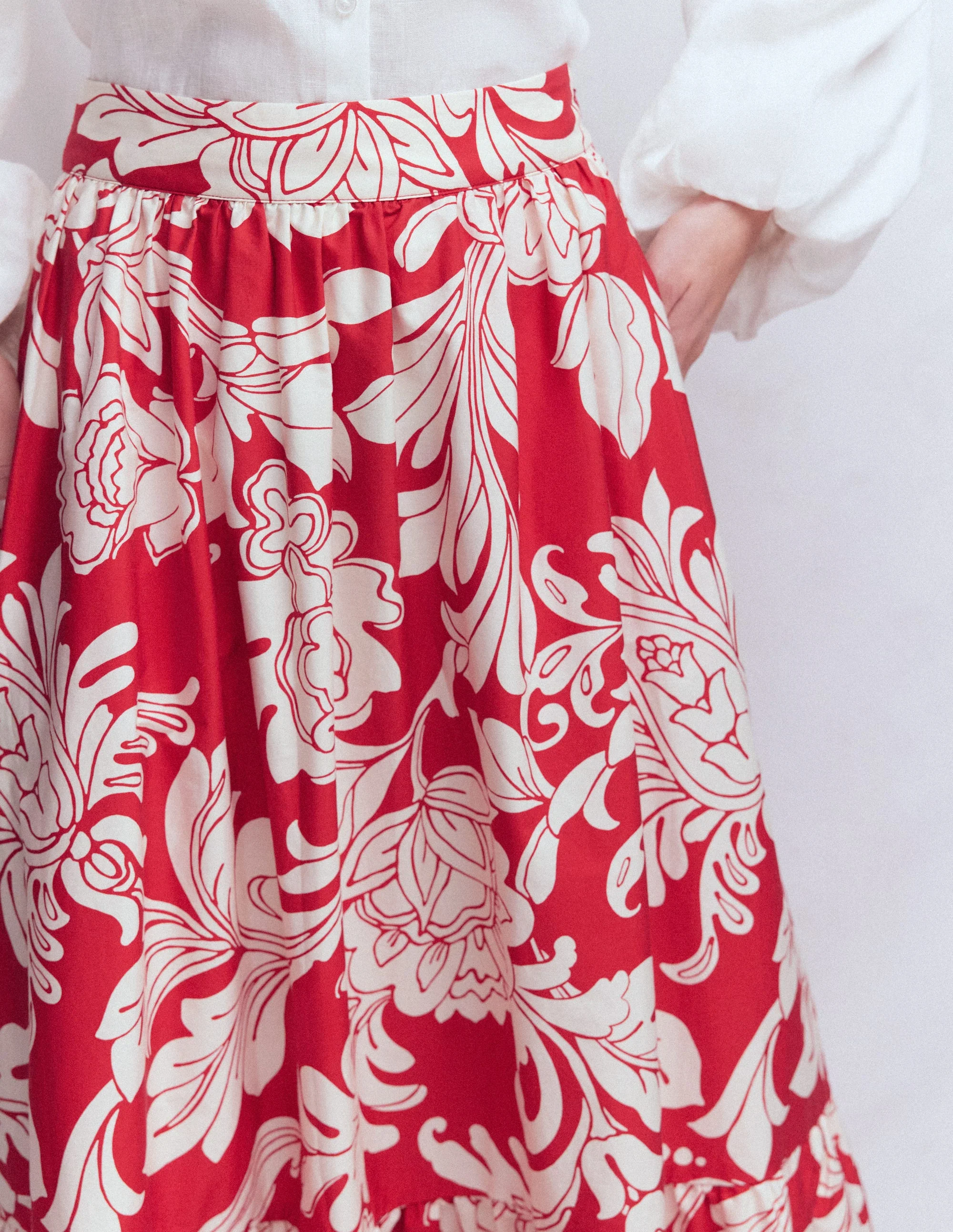 Abigail Popeline-Maxirock-Botanisches Muster