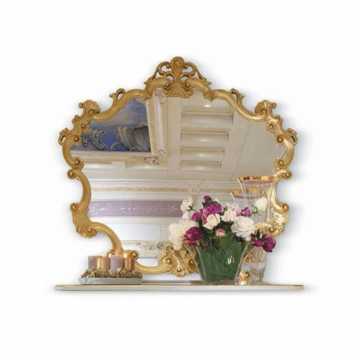 Luxus Barock Spiegel Gold 143,5 cm - Made in Italy
