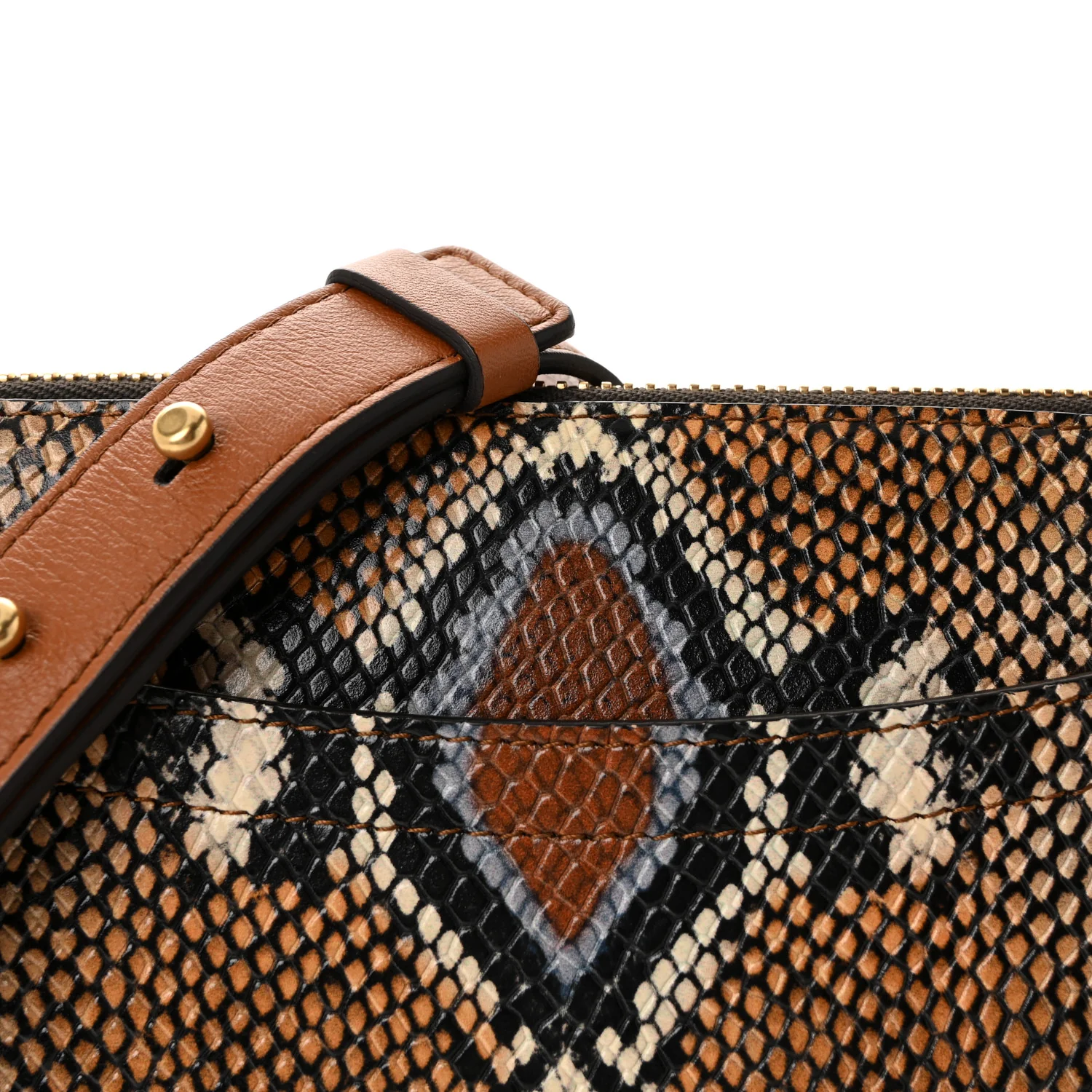 Calfskin Snakeskin Embossed Small Roy Bag Multicolor - Top Club