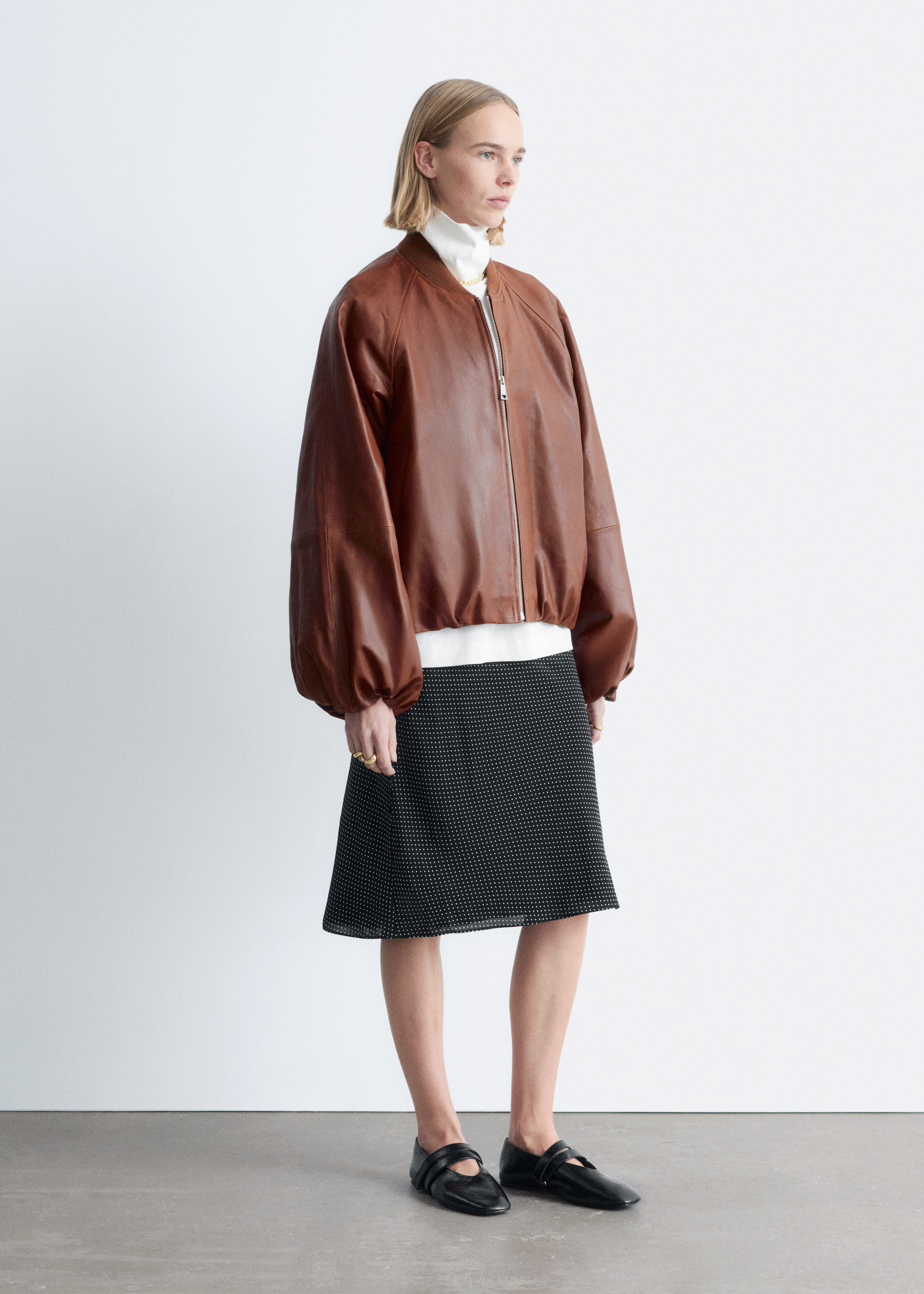 & Other Stories LEATHER BOMBER JACKET
