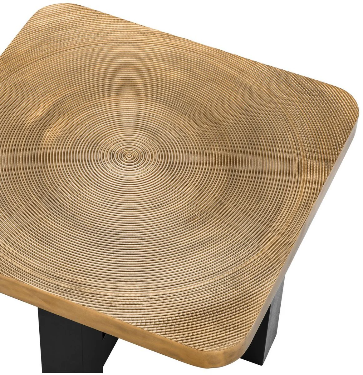 Luxury coffee table brass / black 64 x 64 x H. 40 cm - Luxurious living room table with table top in tree slice design - Luxury living room furniture