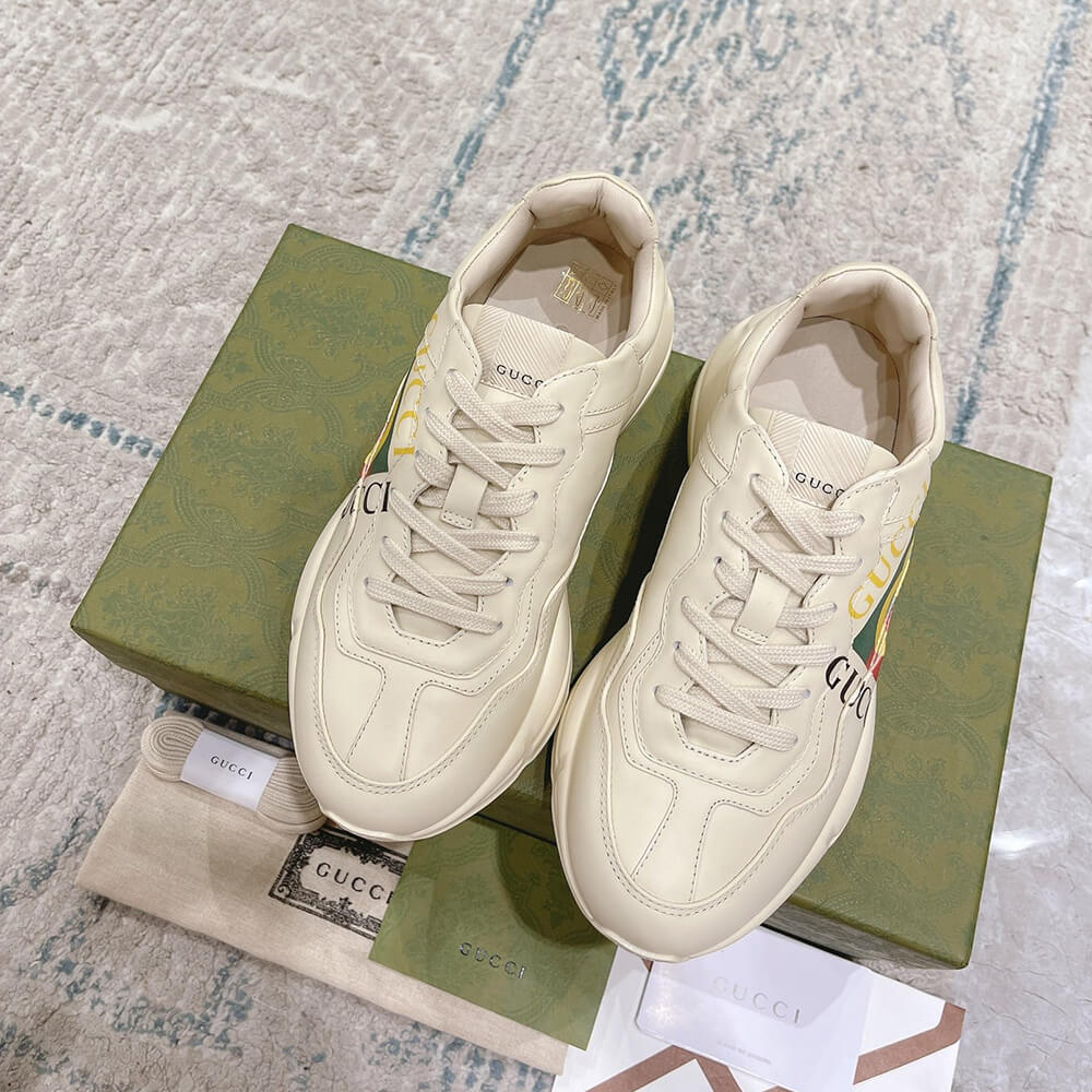 Rhyton Gucci logo leather sneaker - Top Club