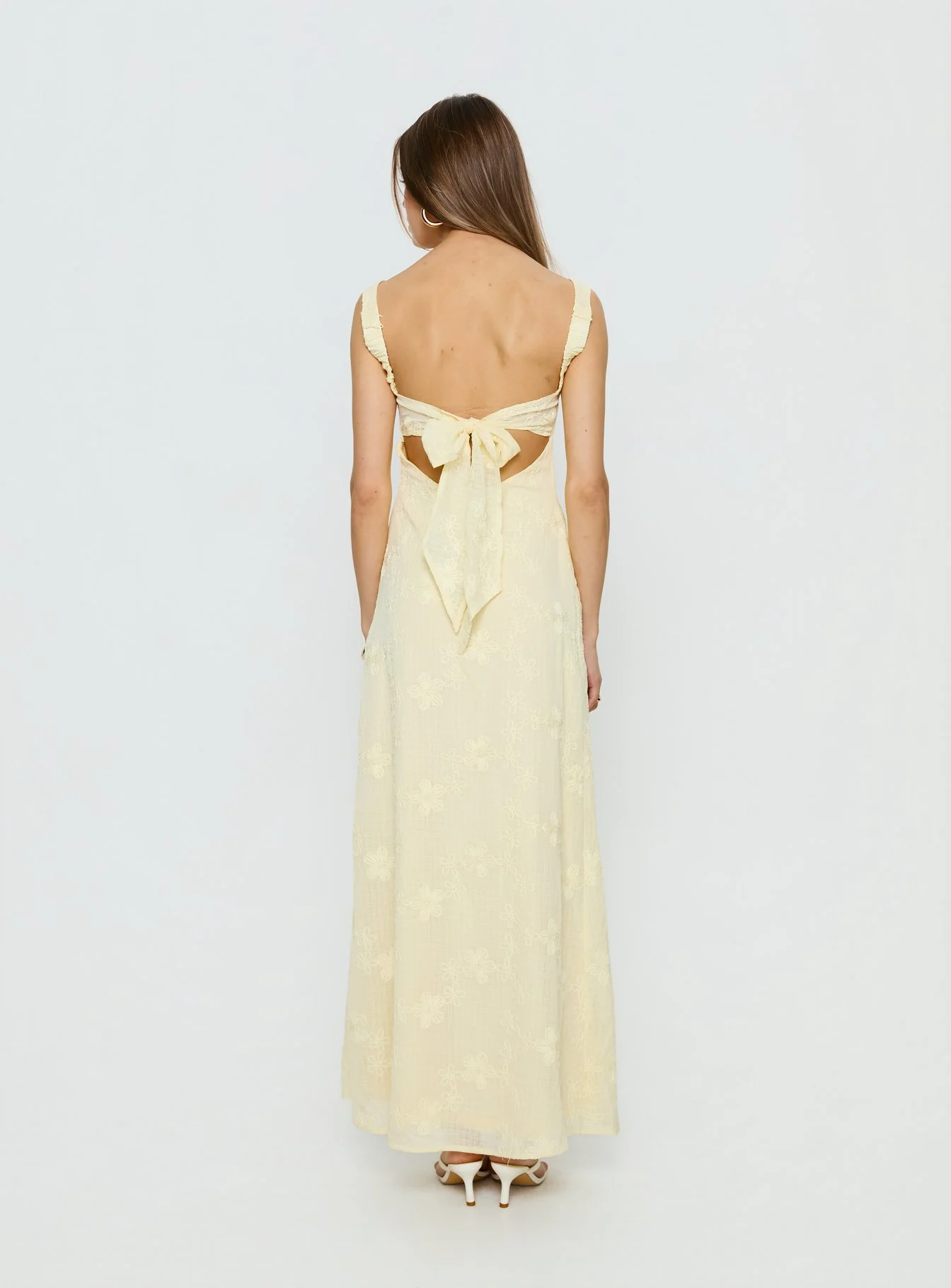 Maisone Broderie Maxi Dress Lemon
