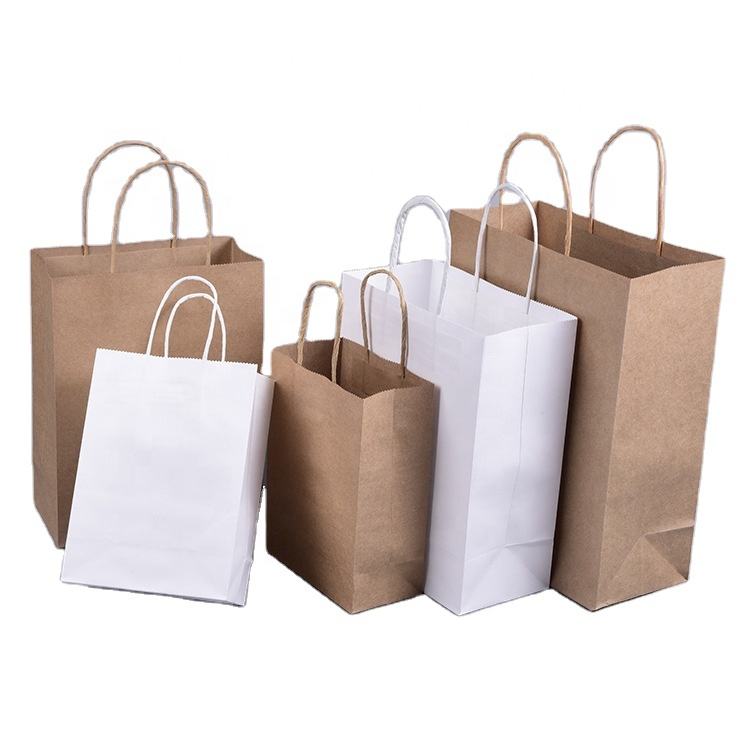 Recyclable Restaurant Takeout Food Bag Kraft White Paper Bag