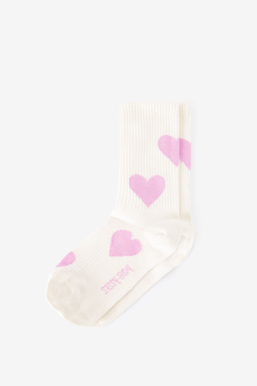 Witte sokken met hartjes