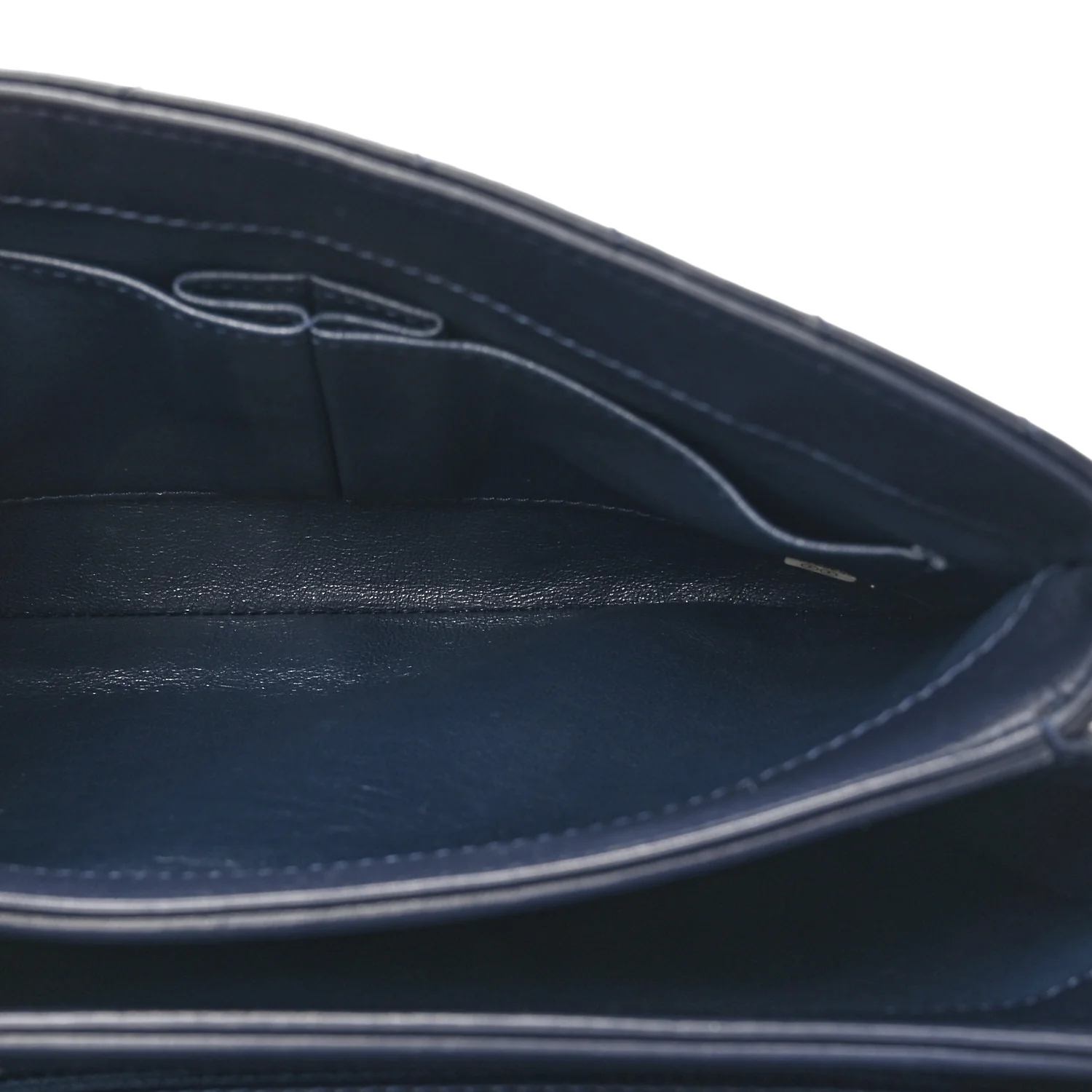 Lambskin Chevron Quilted Small Trendy CC Flap Dual Handle Bag Navy - Top Club