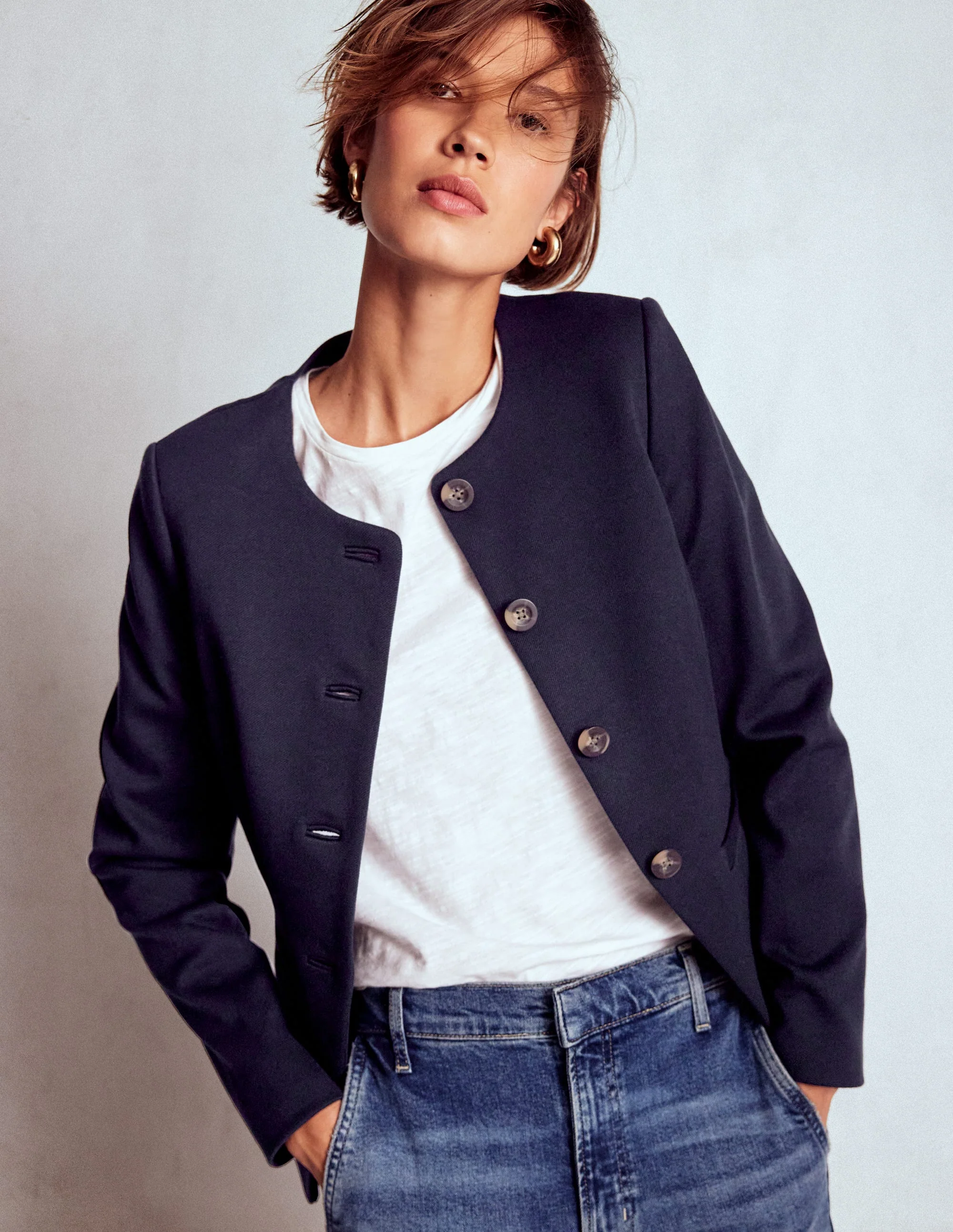 Hampstead Blazer aus Ponte-Twill-Marineblau