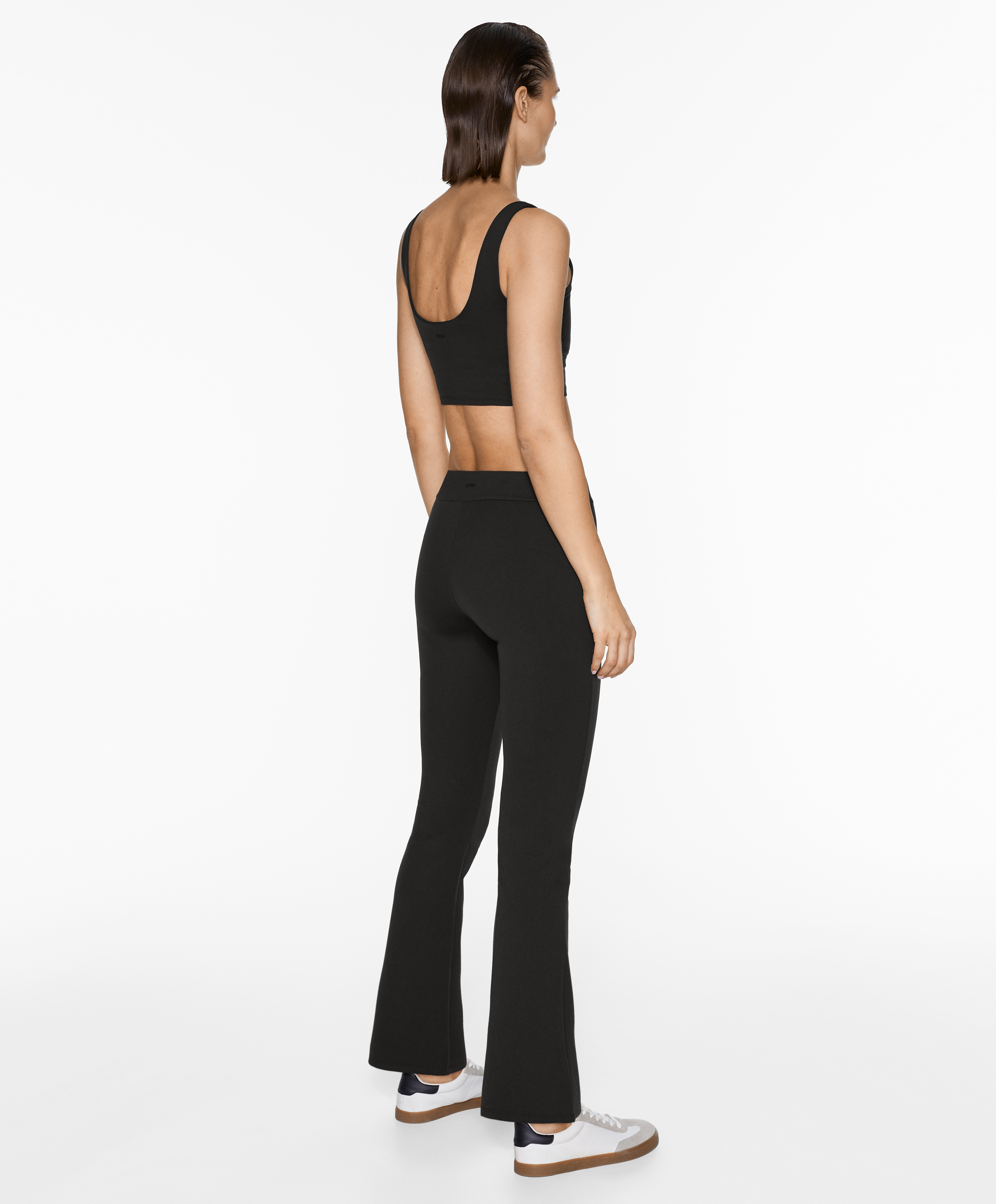OYSHO Neoprene-effect low-rise flare trousers