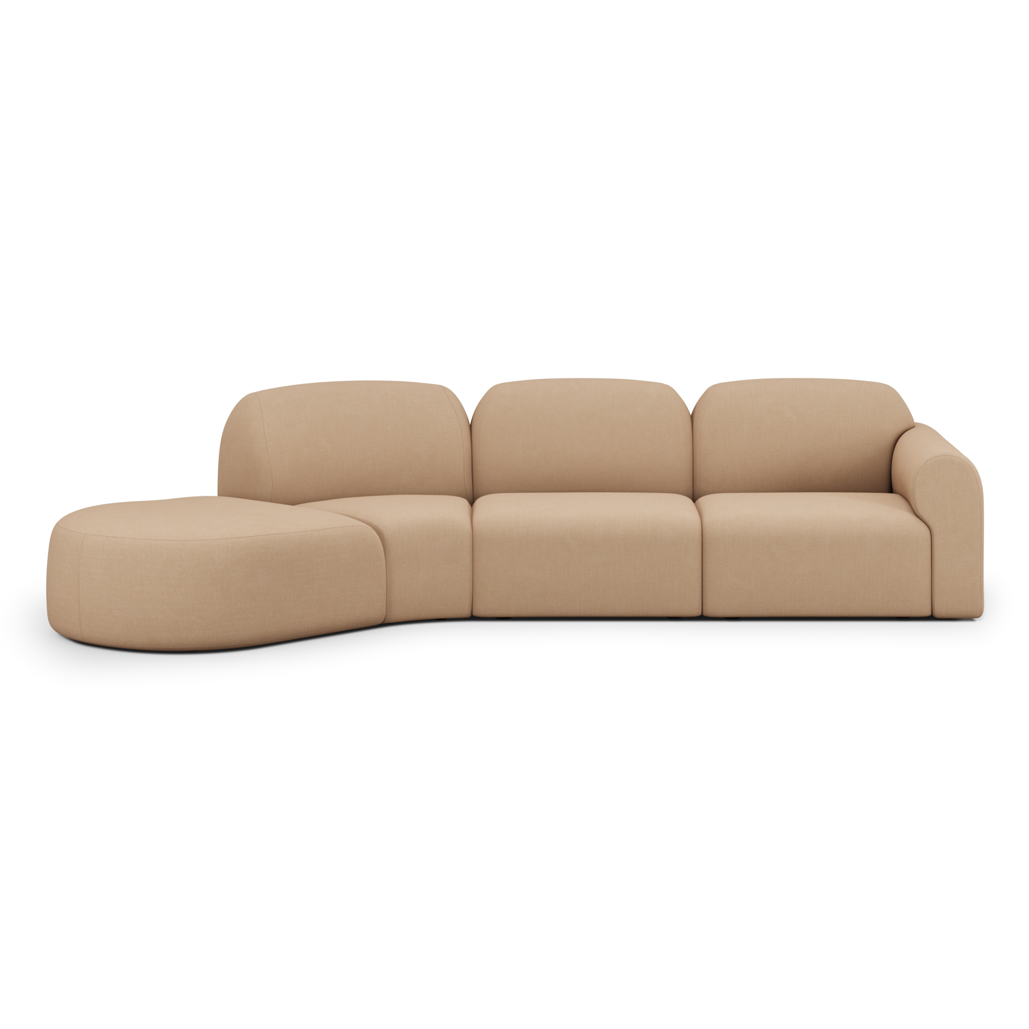 Modulaire bank Bulky links 45° hoek ronde voet light sepia