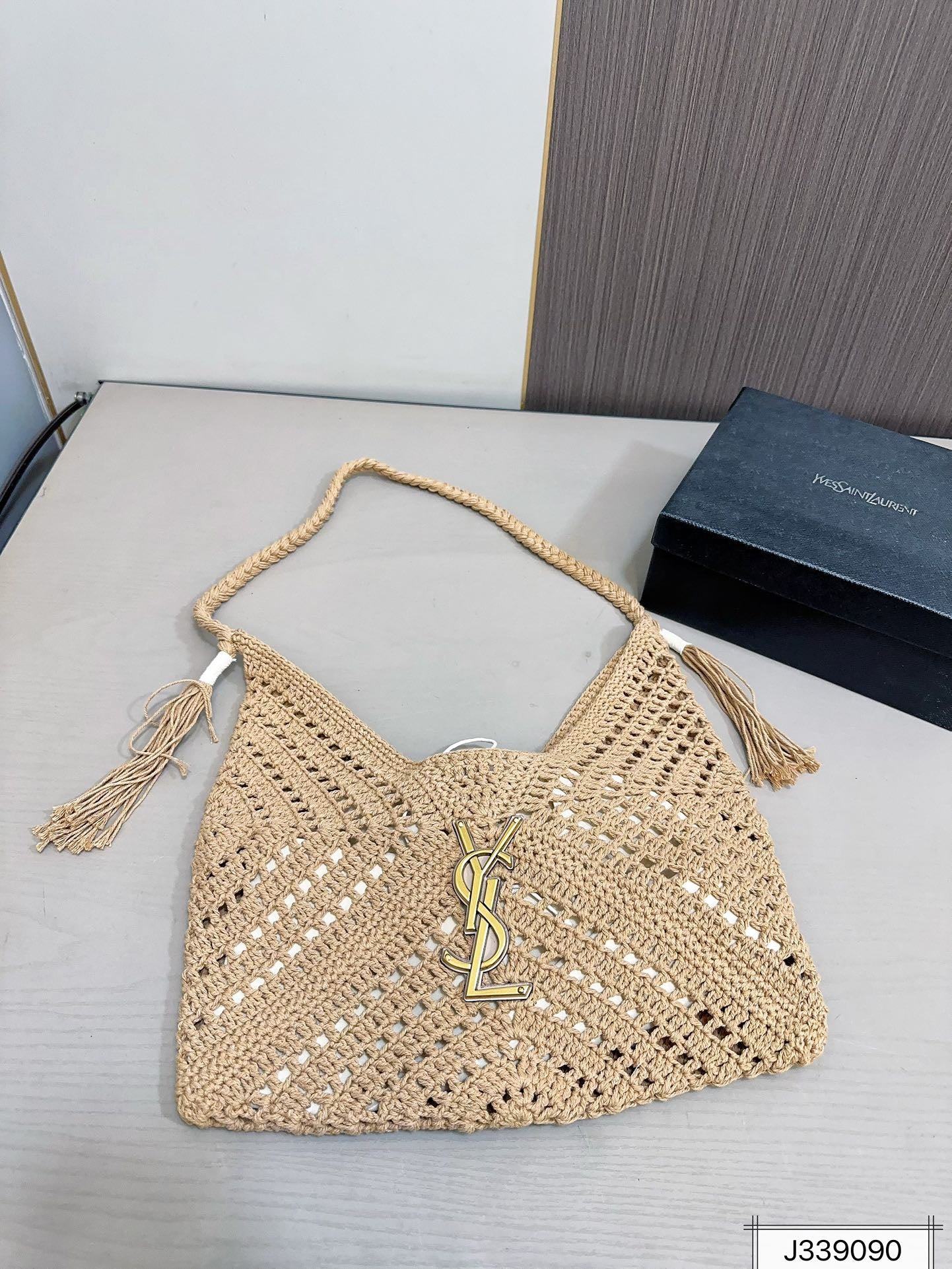 SAINT LAURENT YSL Raffia Tote Bag Beach Casual 37x22cm - Top Club