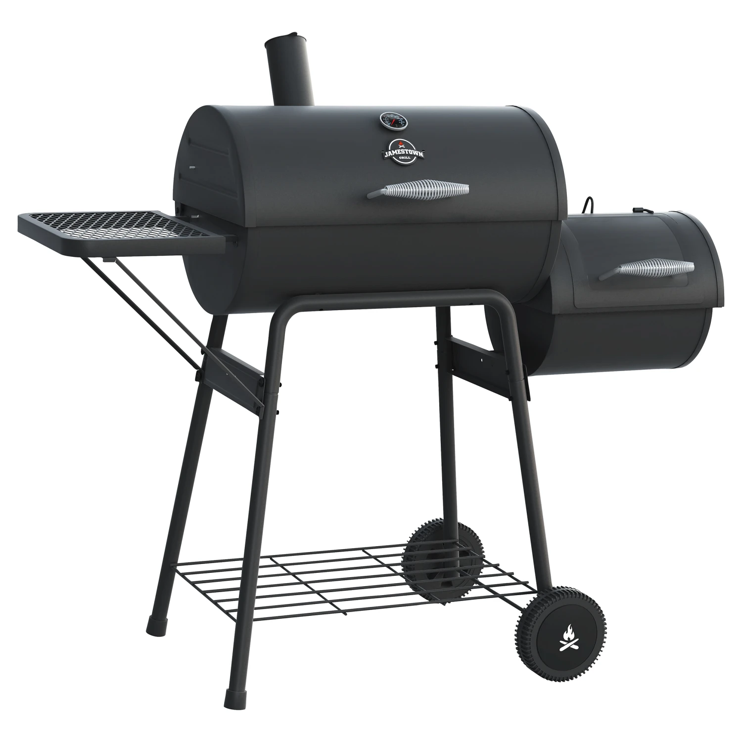 Jamestown-Grill Barbecue a carbonella Jamestown nero con affumicatore