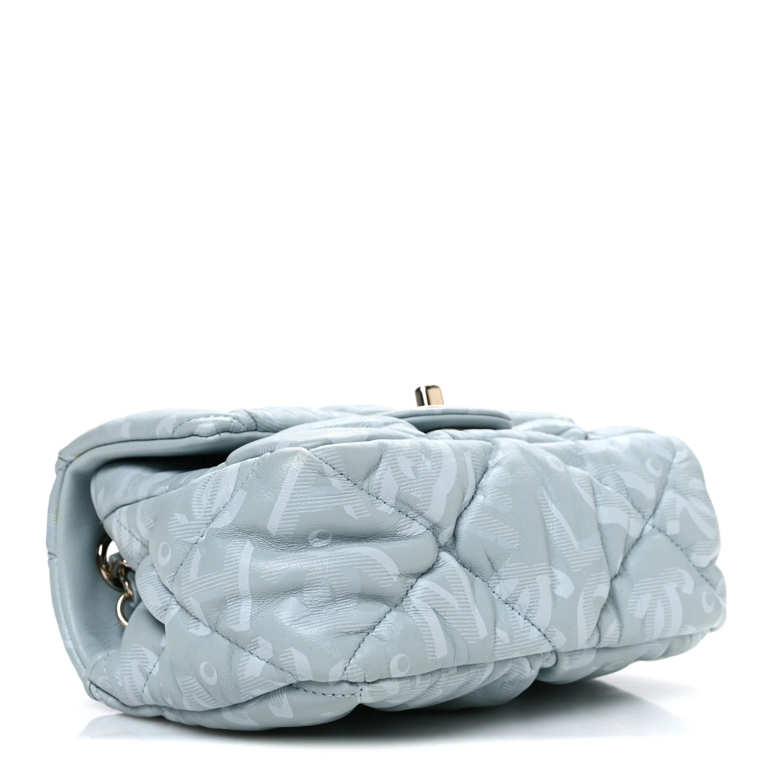 Lambskin Quilted Printed CC Mini Square Flap Light Blue - Top Club