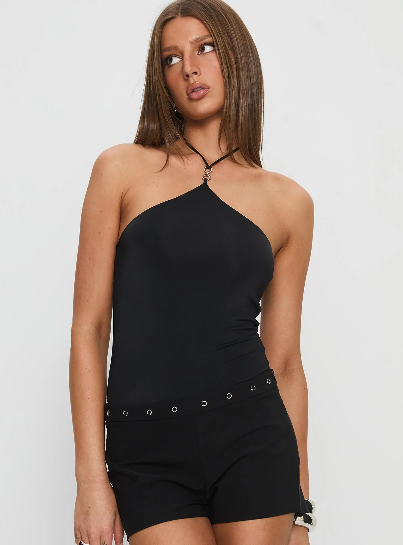 Sessily Hardware Detail Bodysuit Black