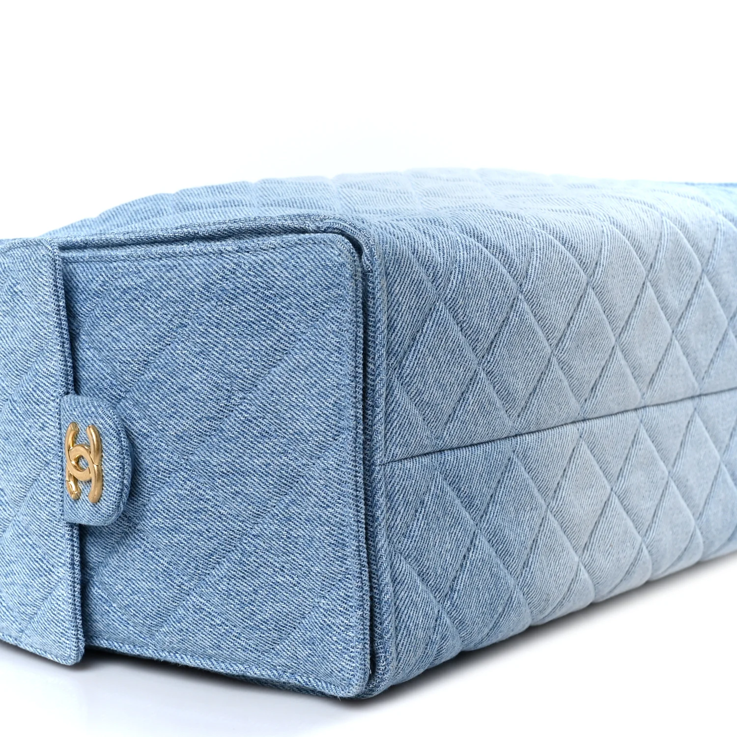 Washed Denim Quilted Medium Chanel 25 Handbag Blue - Top Club