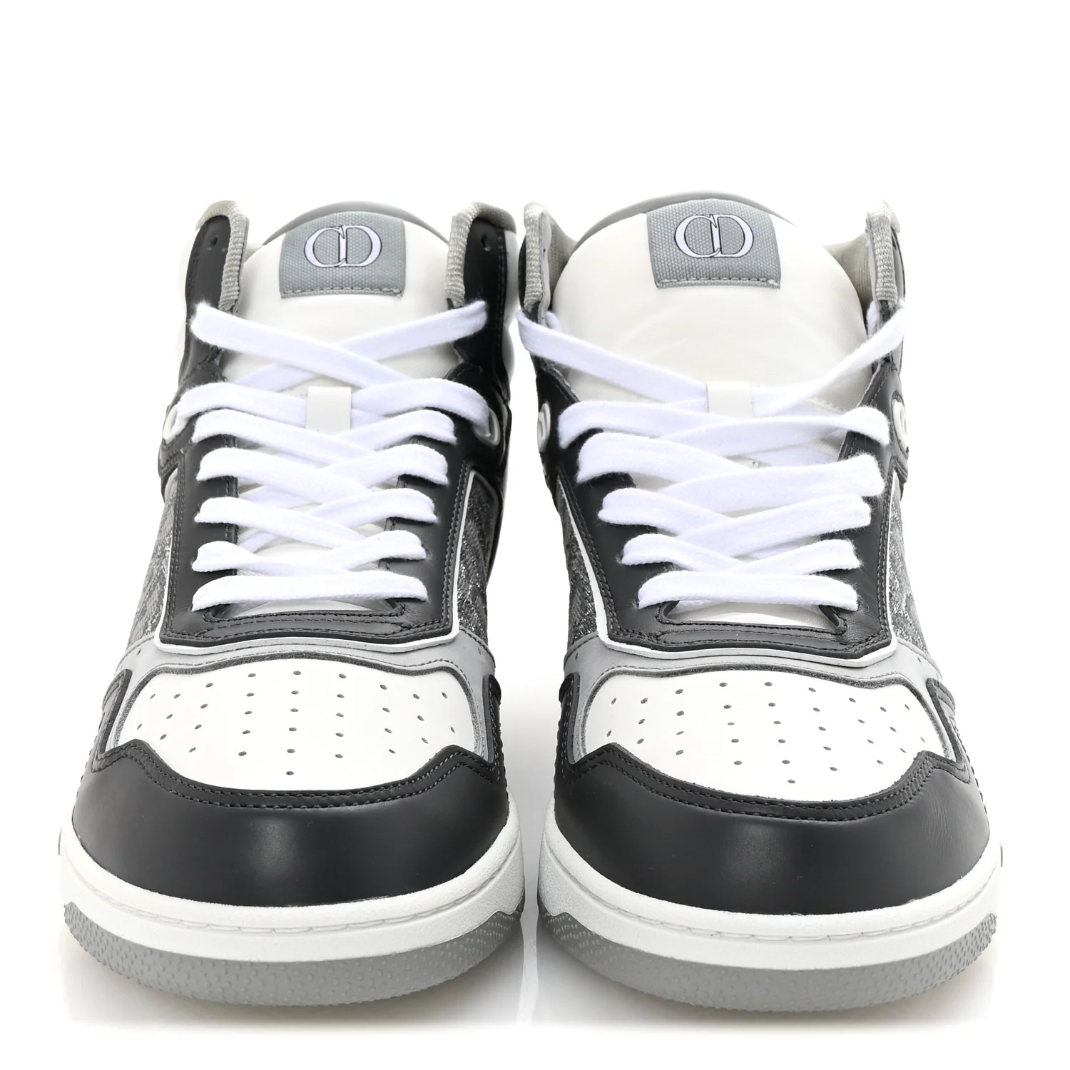 Smooth Calfskin Jacquard Oblique Mens B27 High Top Sneakers 40 Grey - Top Club