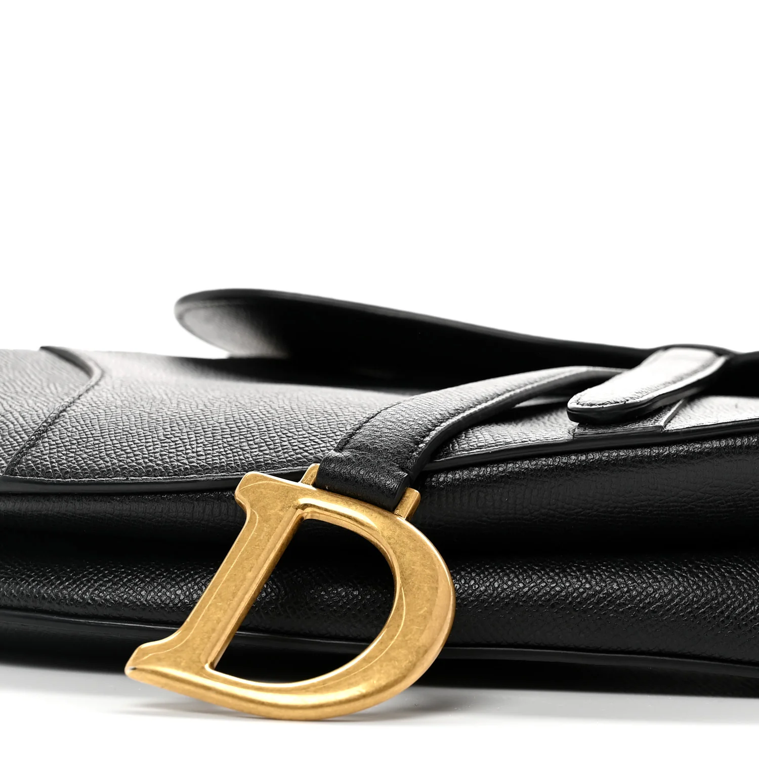 Grained Calfskin Saddle Bag Black - Top Club