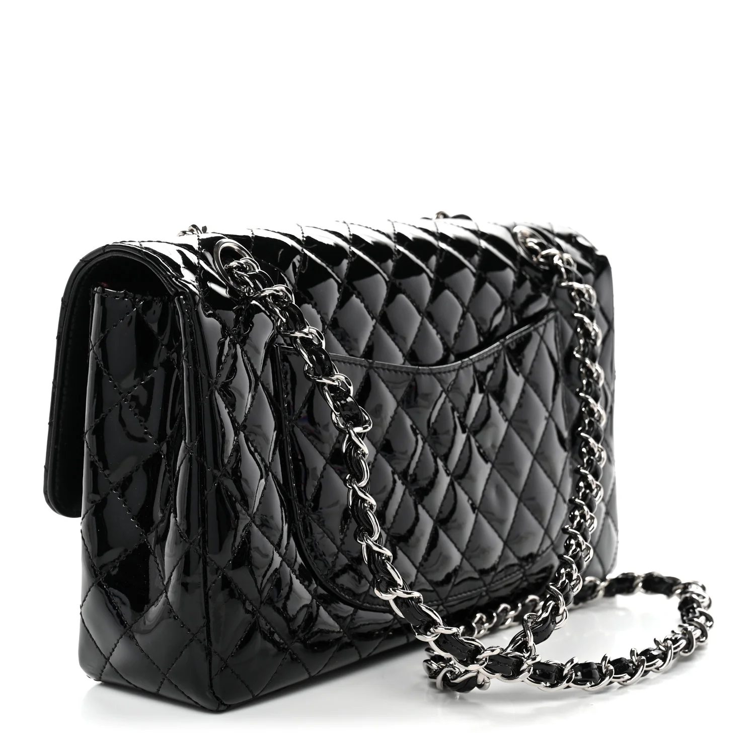 Patent Quilted Secret Label Medium Flap Black - Top Club