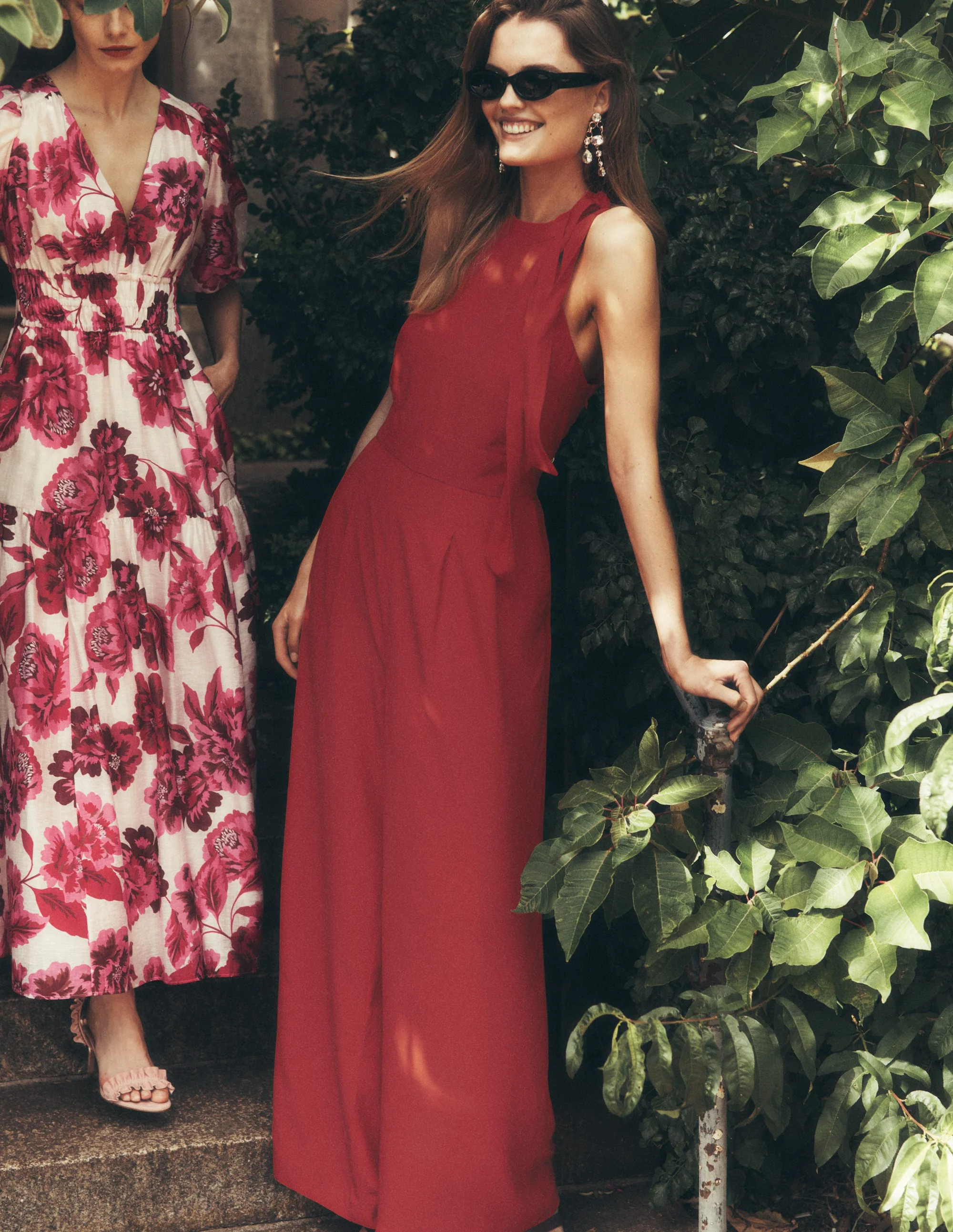 Neckholder-Jumpsuit zum Binden-Sattes Kastanienbraun