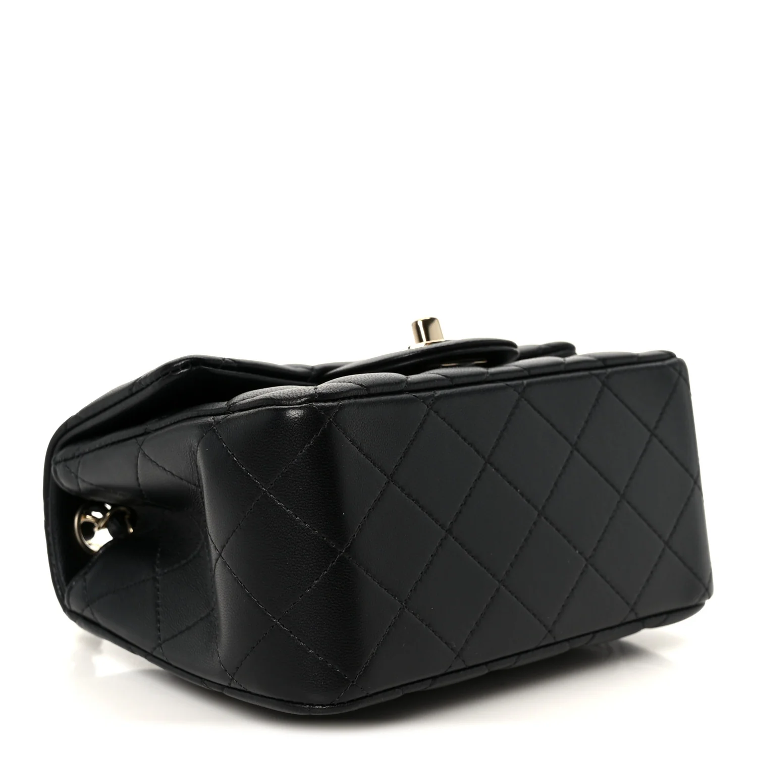 Lambskin Quilted Mini Square Flap Black - Top Club