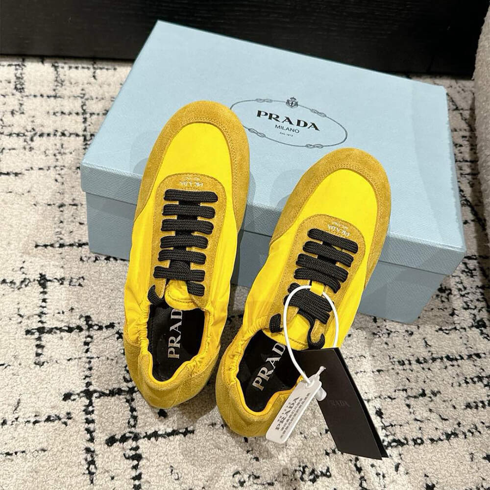 PRADA Collapse Re-Nylon and suede elasticized sneakers - Top Club