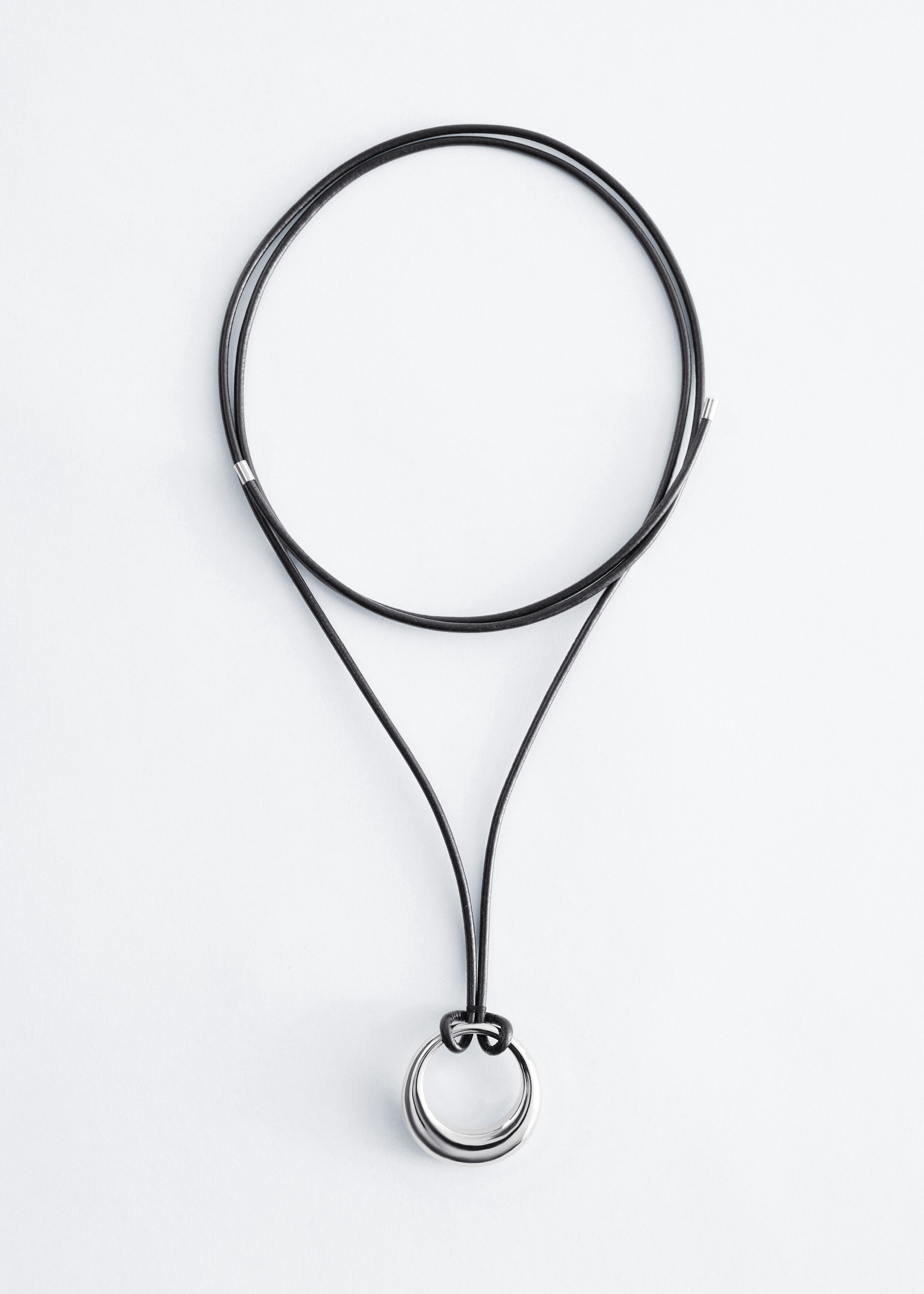 & Other Stories RING-PENDANT LEATHER NECKLACE