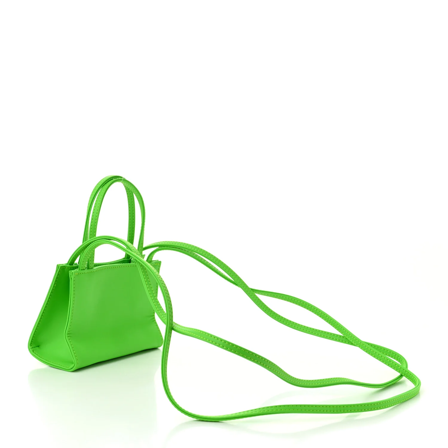 Vegan Leather Small Shopping Bag Highlighter Green - Top Club