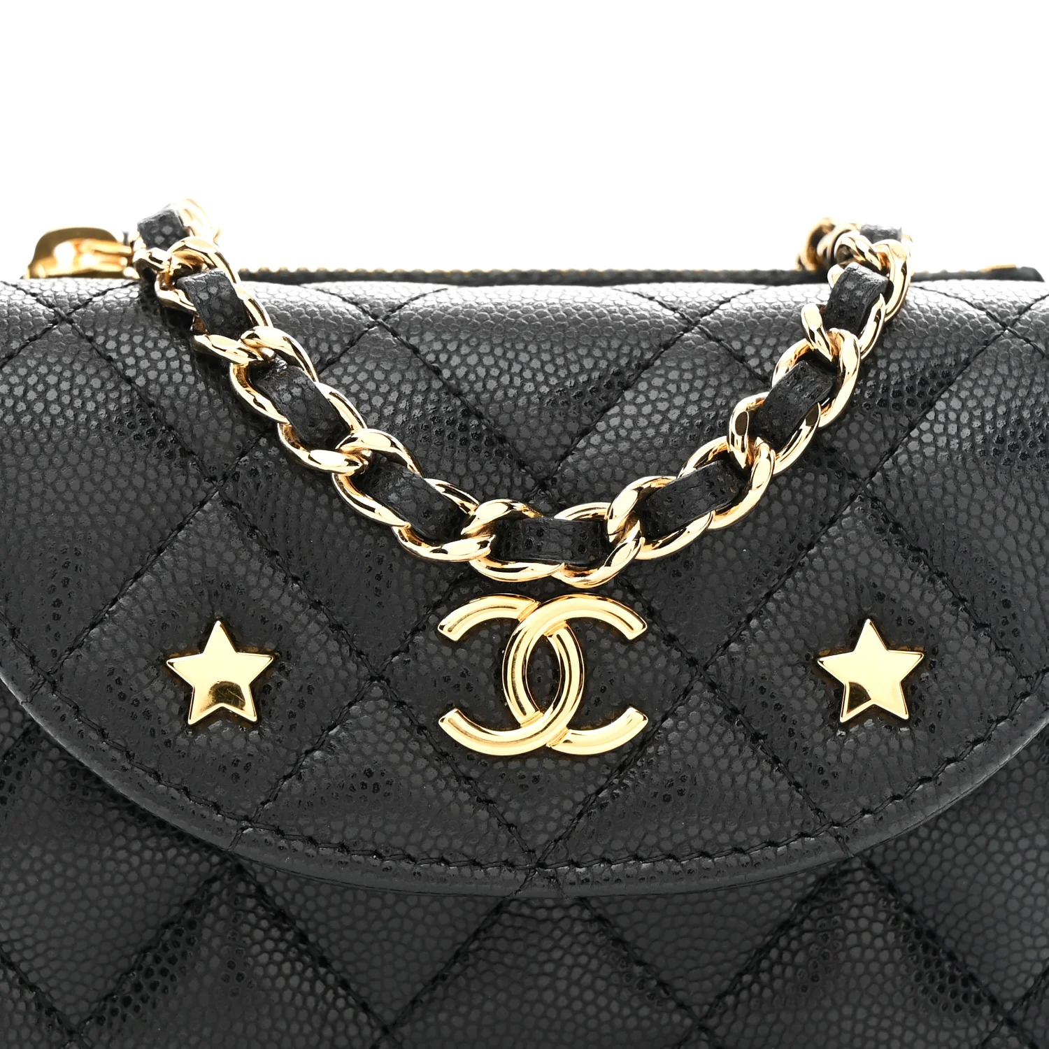 Caviar Quilted Clutch With Chain Black - Top Club