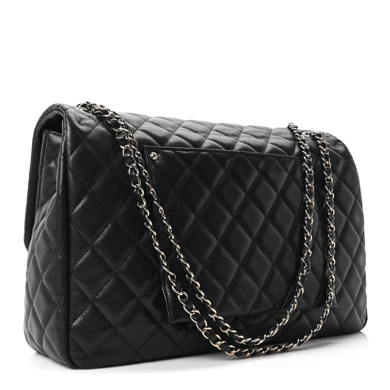 Caviar Quilted XXL Travel Flap Bag Black - Top Club