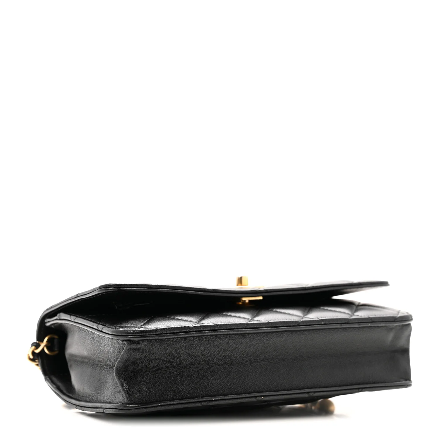 Lambskin Quilted CC Pearl Crush Wallet on Chain WOC Black - Top Club