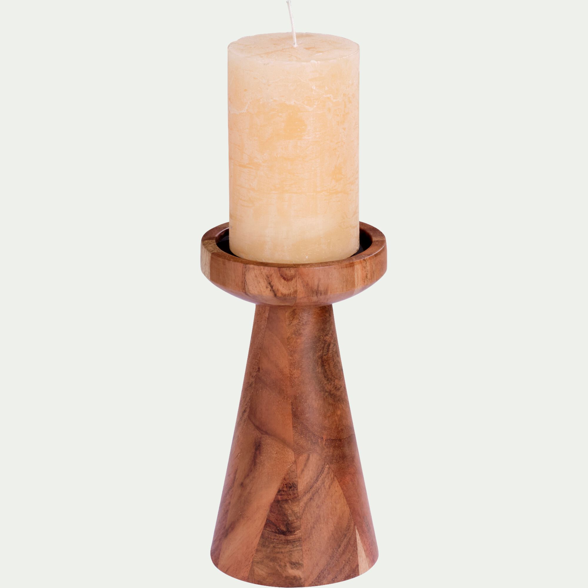 ALEXANDRINE - Bougeoir en bois d'acacia D10xH18cm - naturel