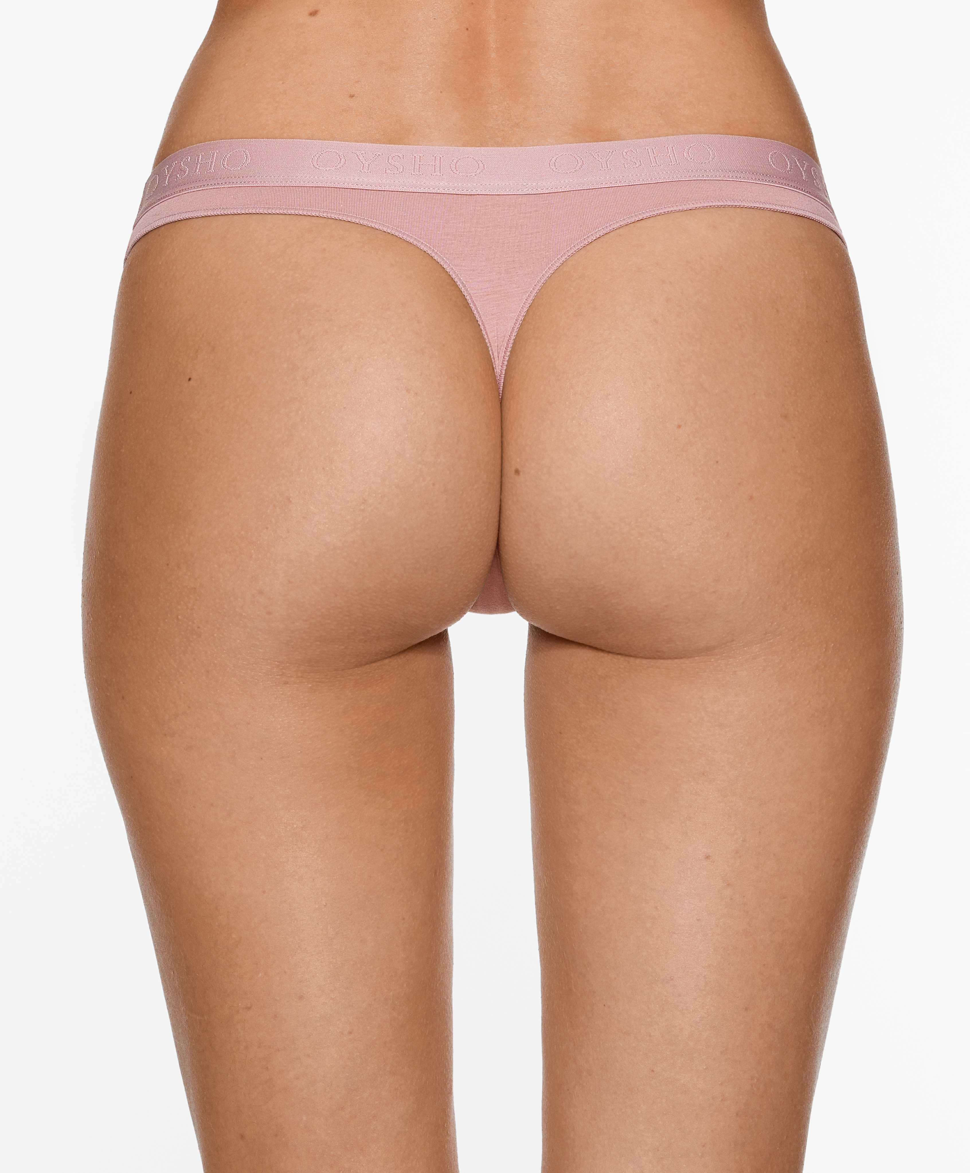OYSHO 3 cotton blend thongs with logo