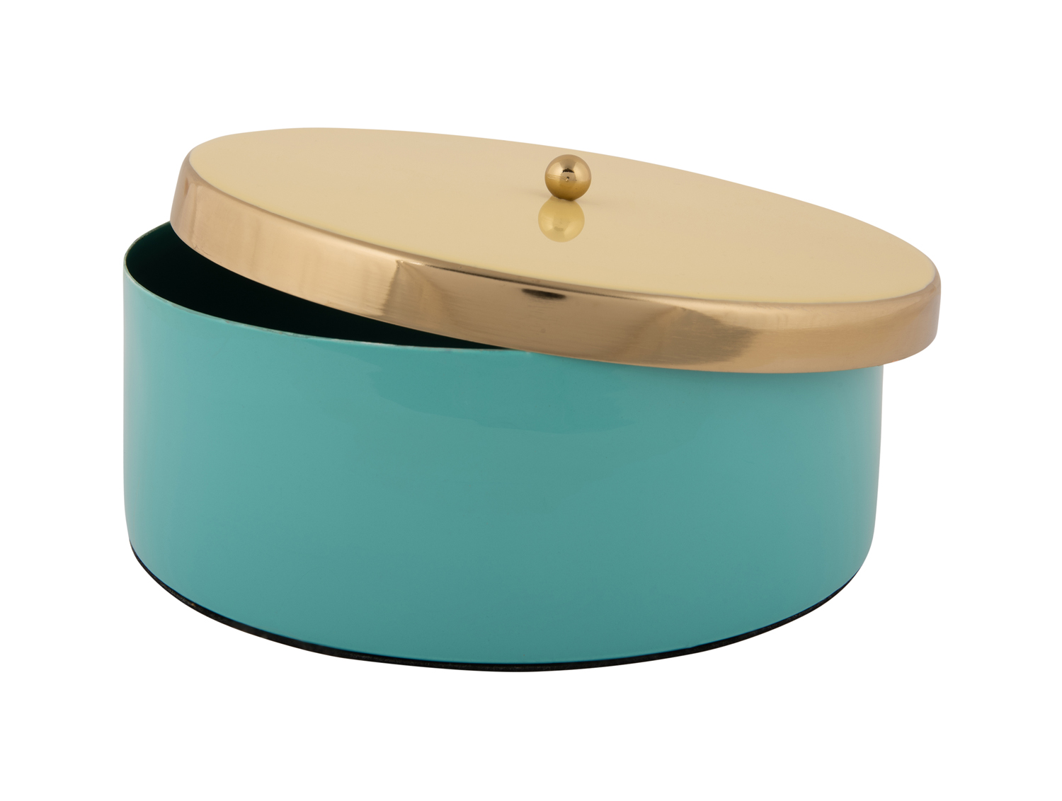 Opbergdoos Double Funky groot turquoise blauw m. zacht geel