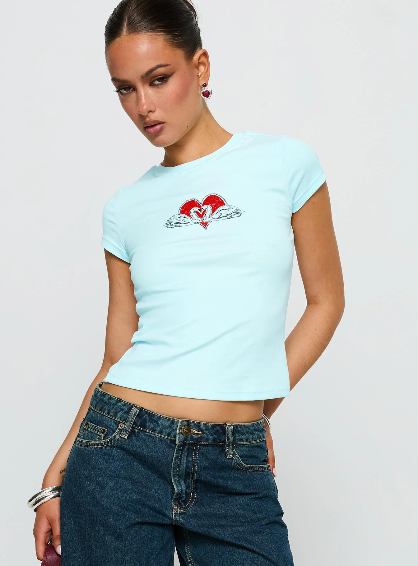 Sweet Swans Baby Tee Blue