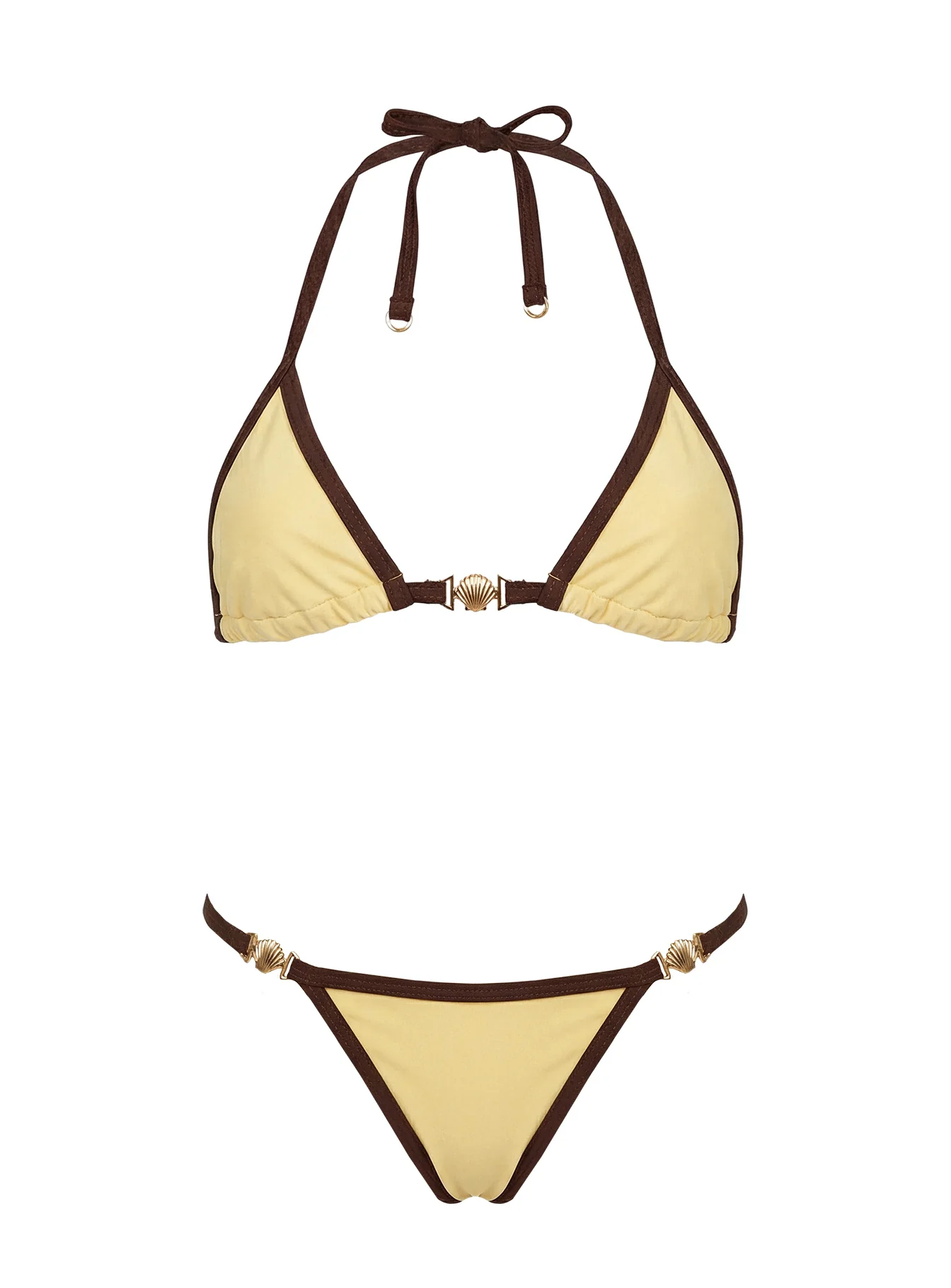 Maurita Hardware Halter Bikini Top Yellow / Brown