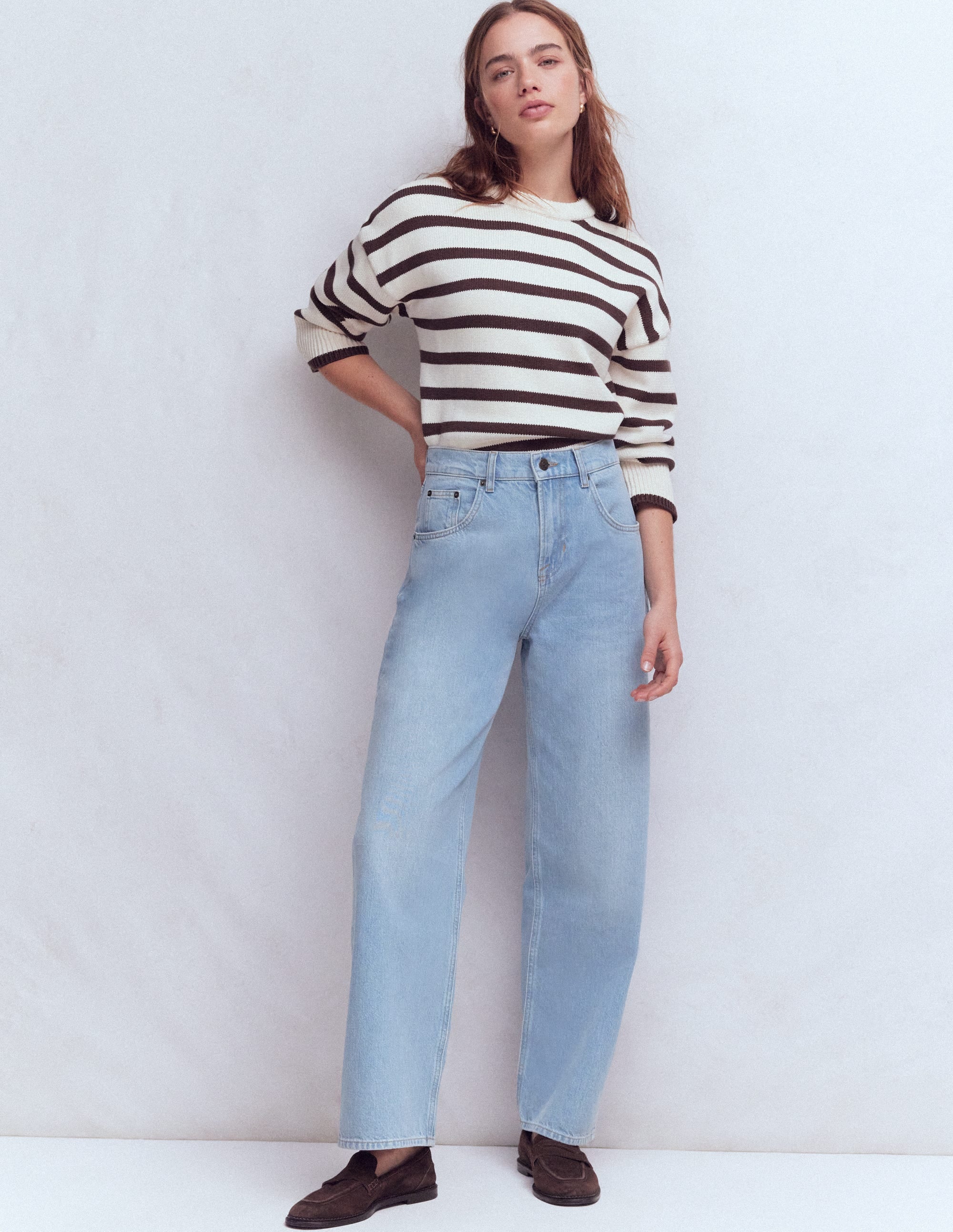 Locker geschnittene Jeans mit mittelhohem Bund-Authentisch Vintage