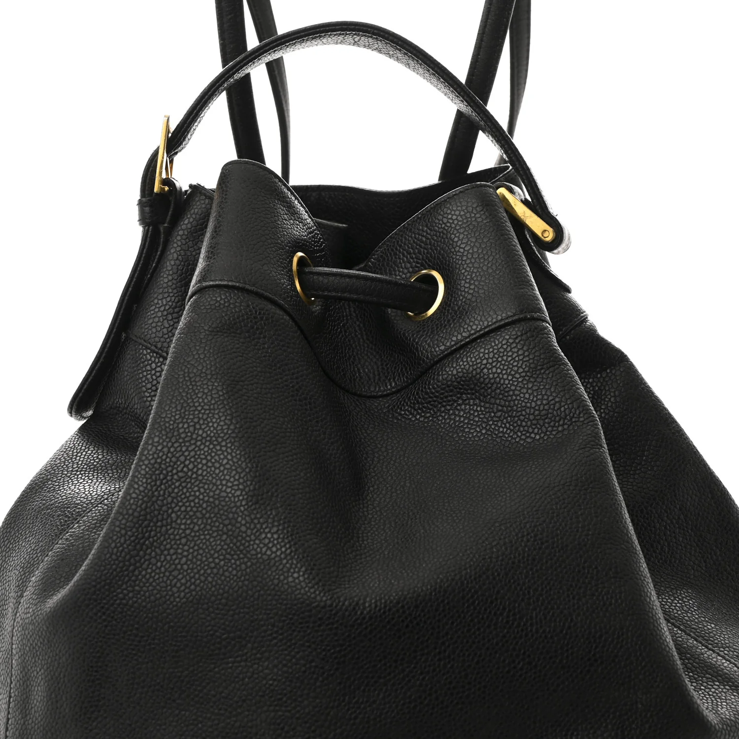 Caviar Quilted Drawstring Backpack Black - Top Club