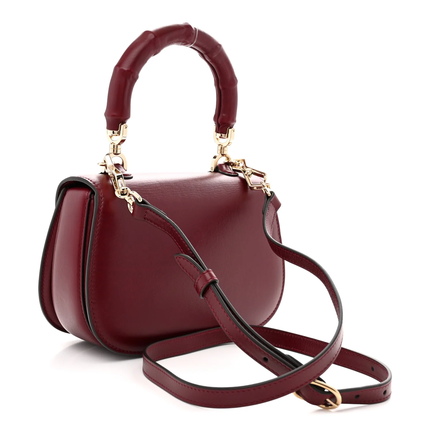 Boarded Dyana Lux Calfskin Web Monochrome Small Bamboo 1947 Top Handle Bag Rosso Ancora - Top Club