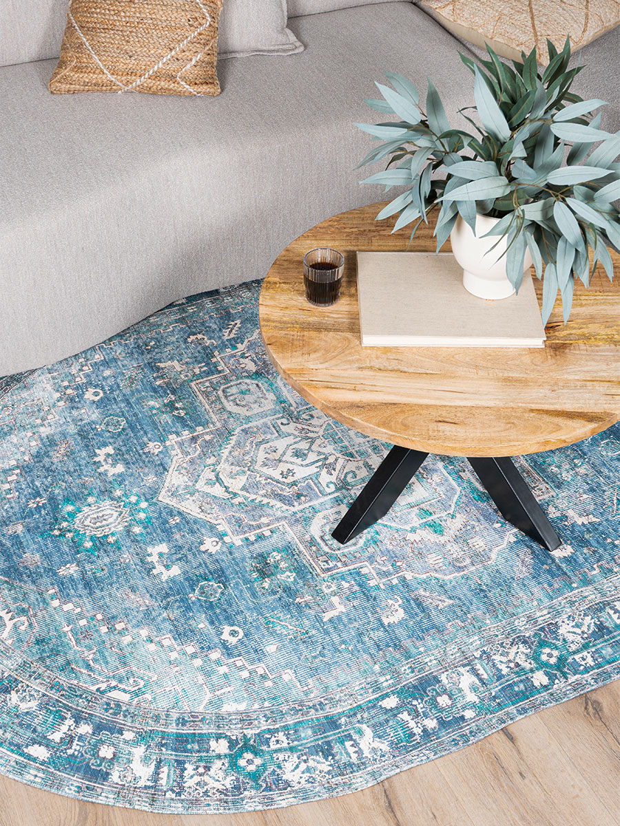 Vloerkleed Nora petrol - Ovaal 200 x 290 cm