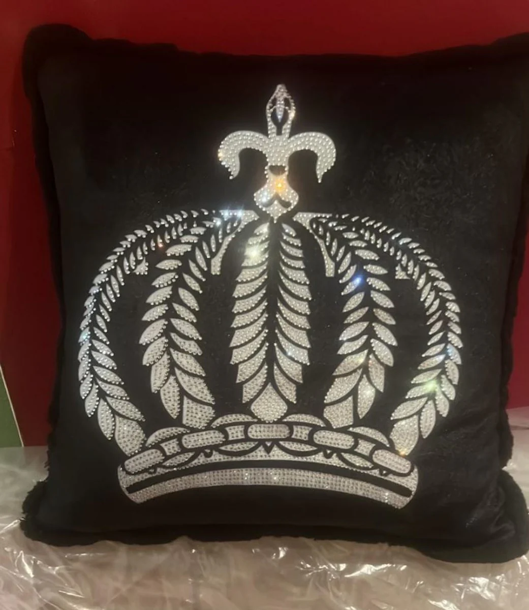 Harald Glööckler luxury decorative cushion Pompöös by Krone with rhinestones black / silver