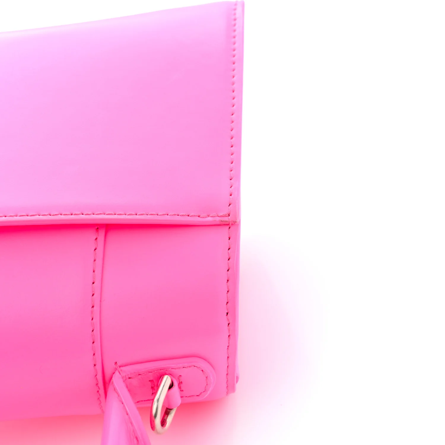 Shiny Box Calfskin Small Hourglass Top Handle Bag Acid Fuchsia - Top Club
